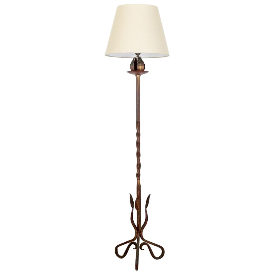 French Brutalist Iron Floor Lamp