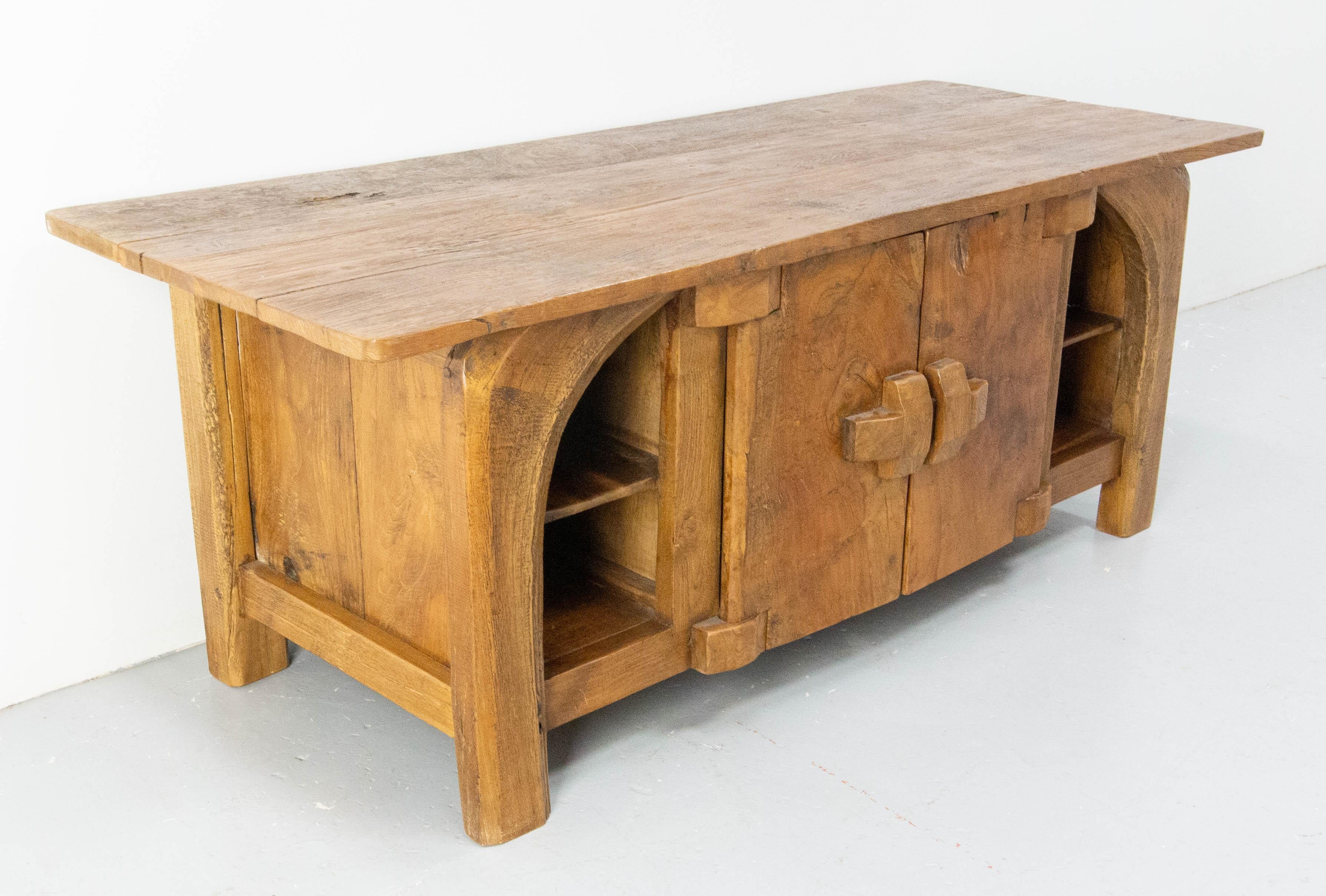 20th Century French Brutalist Little Buffet, End Bed or Low Cabinet, circa 1990 For Sale