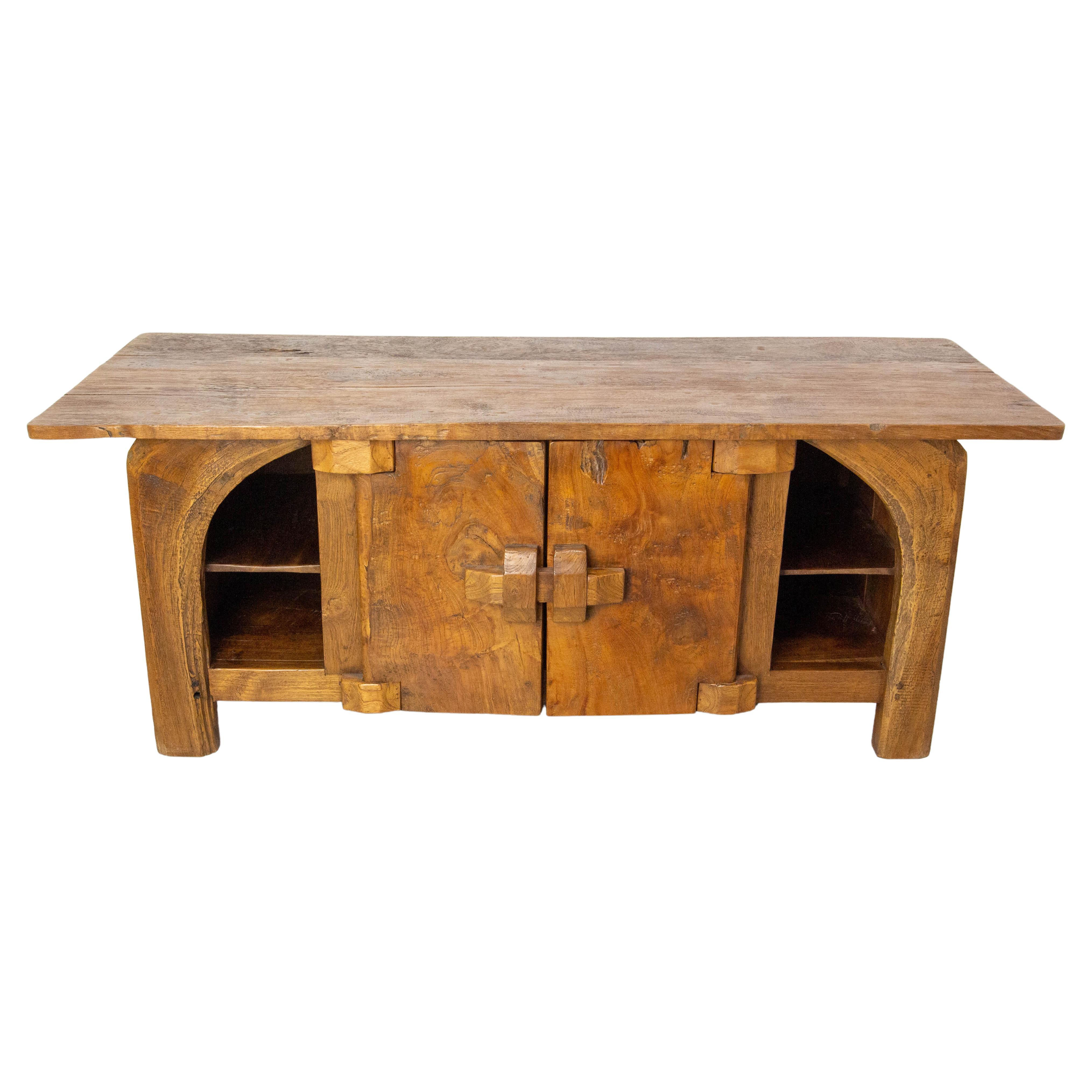 French Brutalist Little Buffet, End Bed or Low Cabinet, circa 1990 For Sale