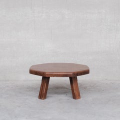 French Brutalist Mid-Century Oak Coffee Table