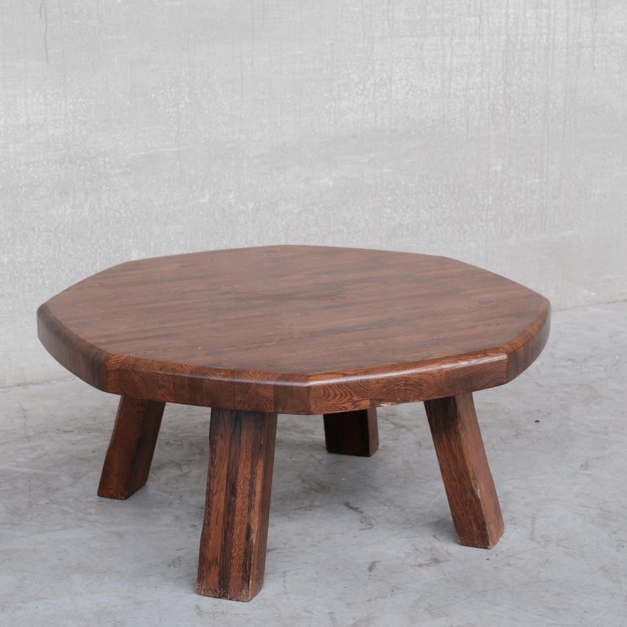 French Brutalist Mid-Century Oak Coffee Table In Good Condition In London, GB
