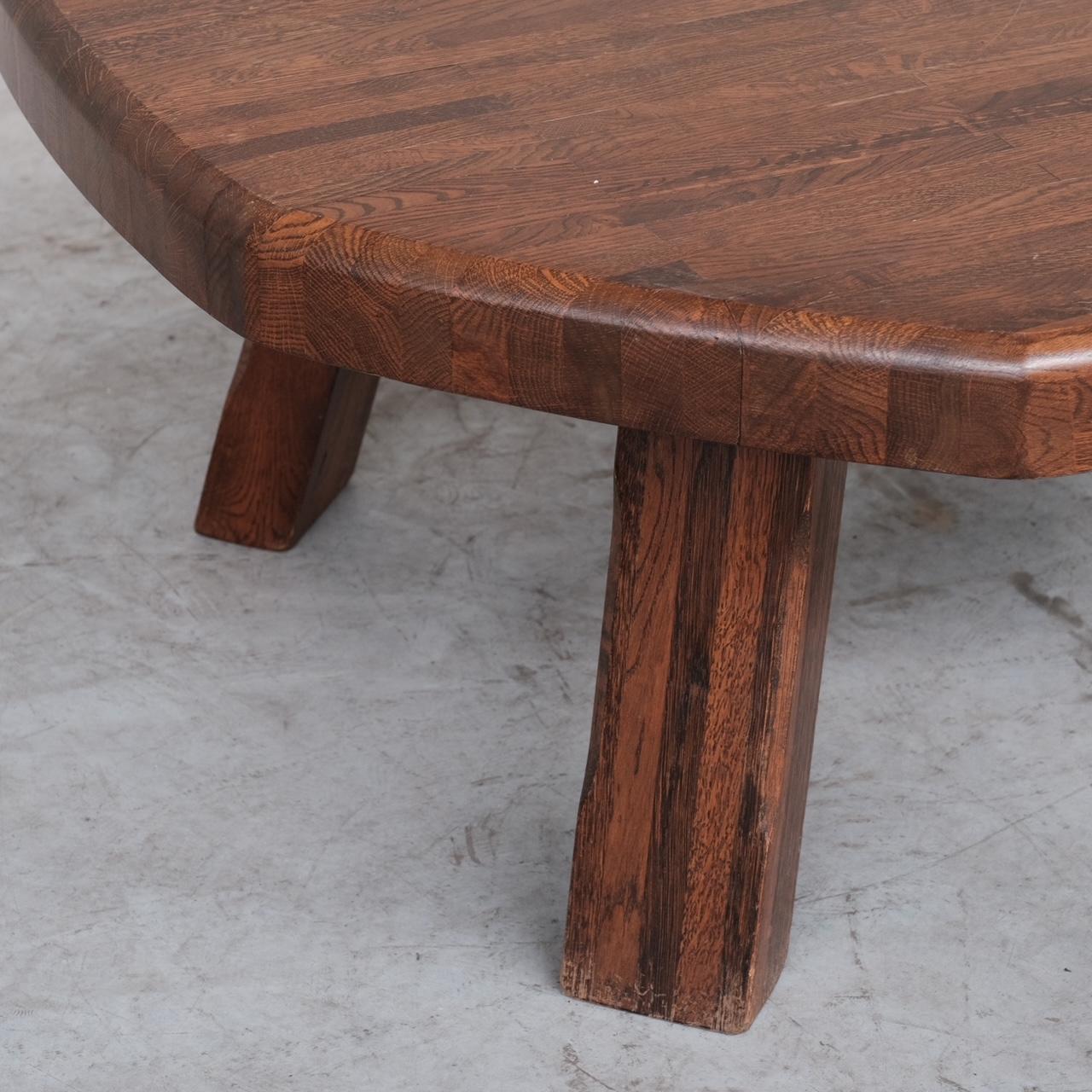 Wood French Brutalist Mid-Century Oak Coffee Table