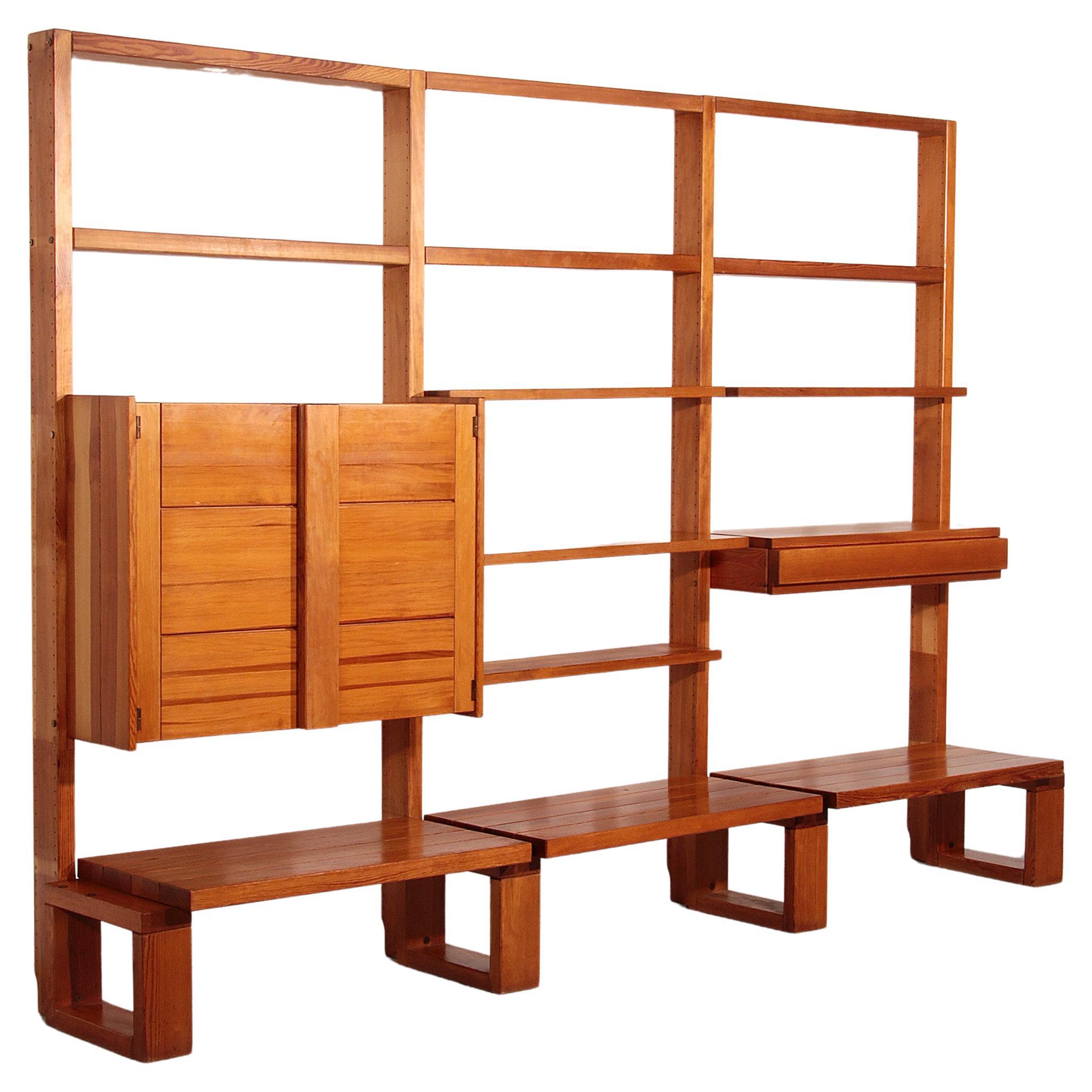 French Brutalist Modular Wall System – Industrial Elegance, ca. 1950