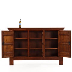French Brutalist Oak Cabinet, C. 1960