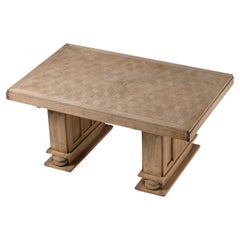 French Brutalist Oak Dining Table, 1940s