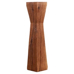 French brutalist pinched waist oak plinth / pedestal Brancusi / wabi sabi style