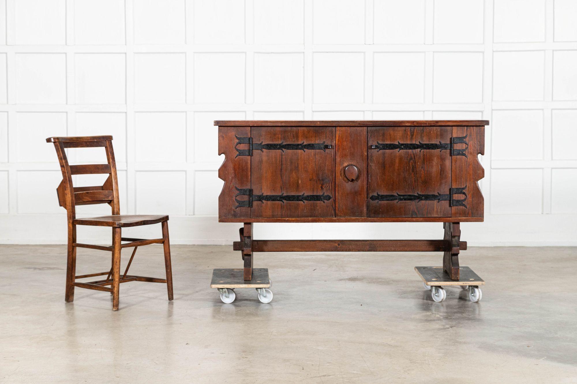 French Brutalist Pine Sideboard For Sale 1