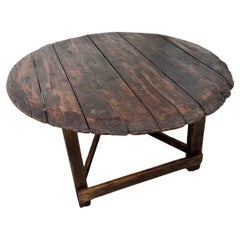 French brutalist popular-art round oak table, CIRCA 1880