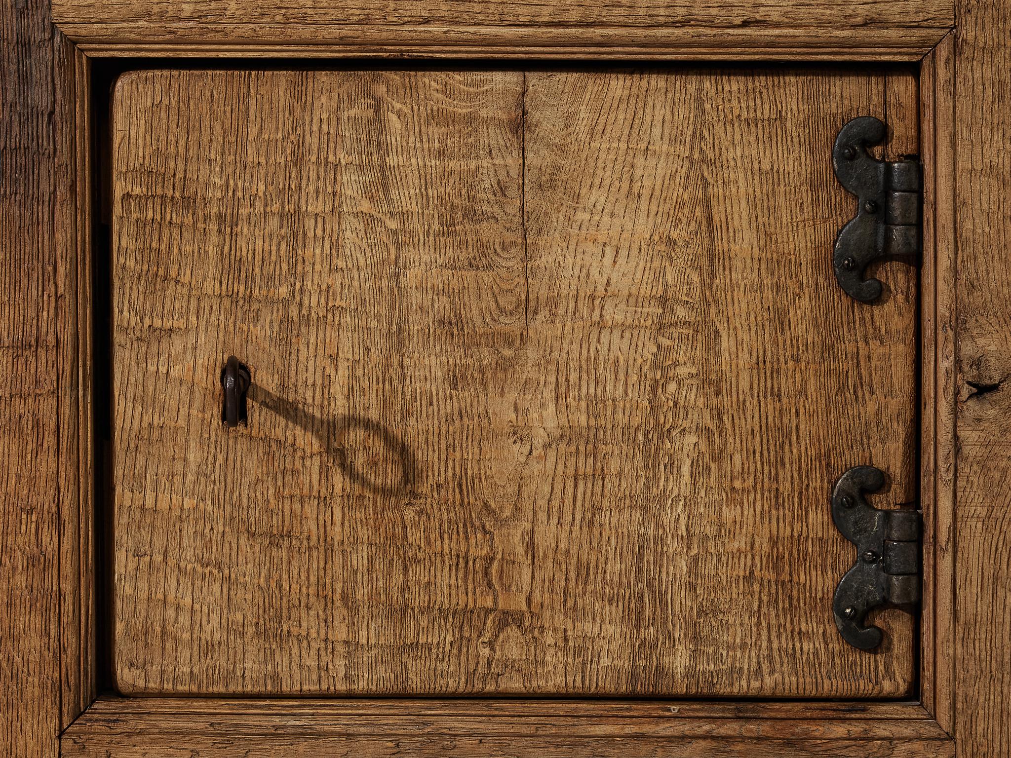 French Brutalist Sideboard in Oak with Iron Decorative Elements 7