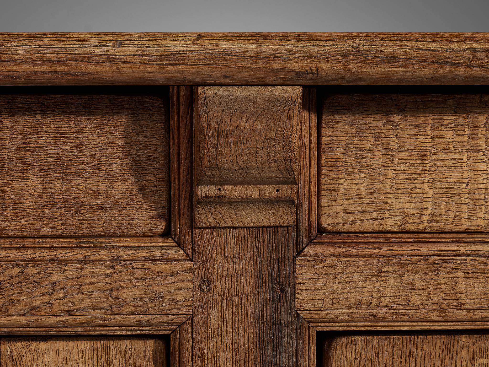 French Brutalist Sideboard in Oak with Iron Decorative Elements 5