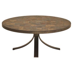 French Brutalist Slate Tile Mosaic Coffee Table, 1970s
