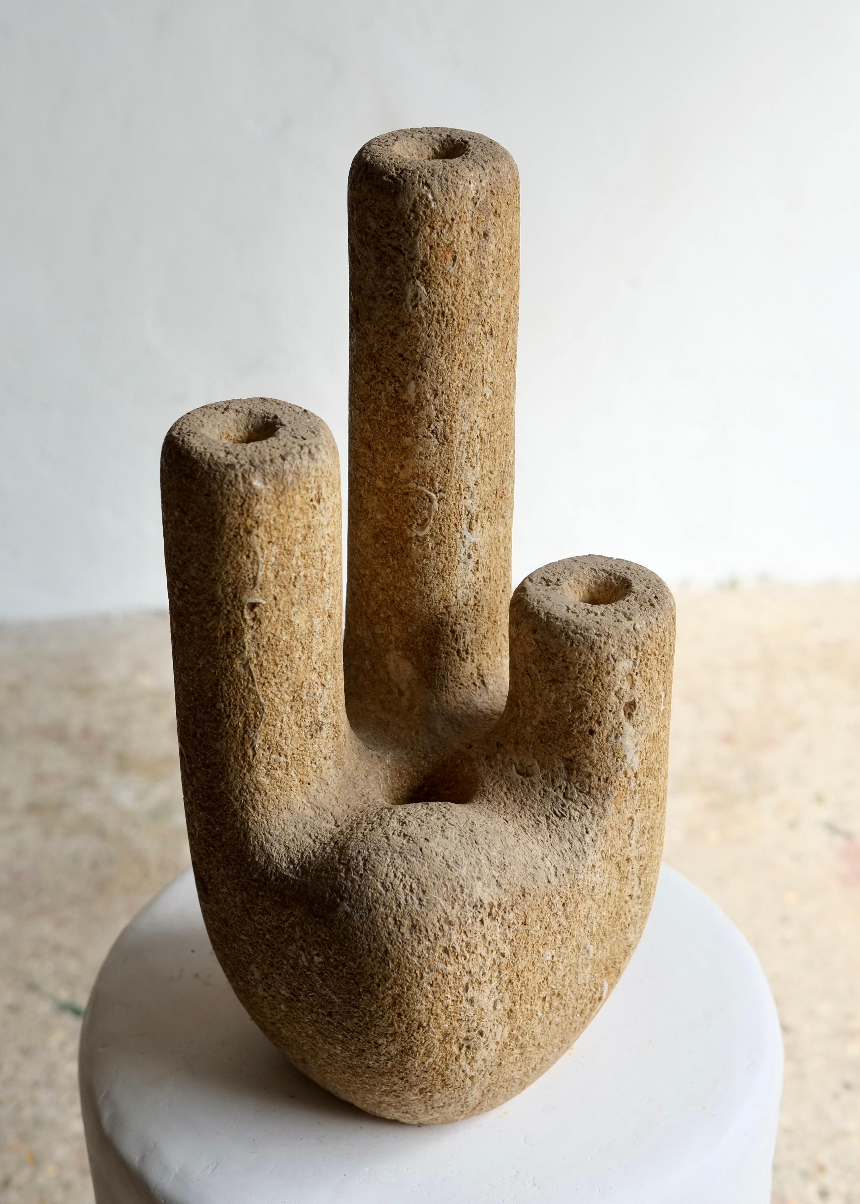 French Brutalist Stone Lamp In Good Condition For Sale In London, GB