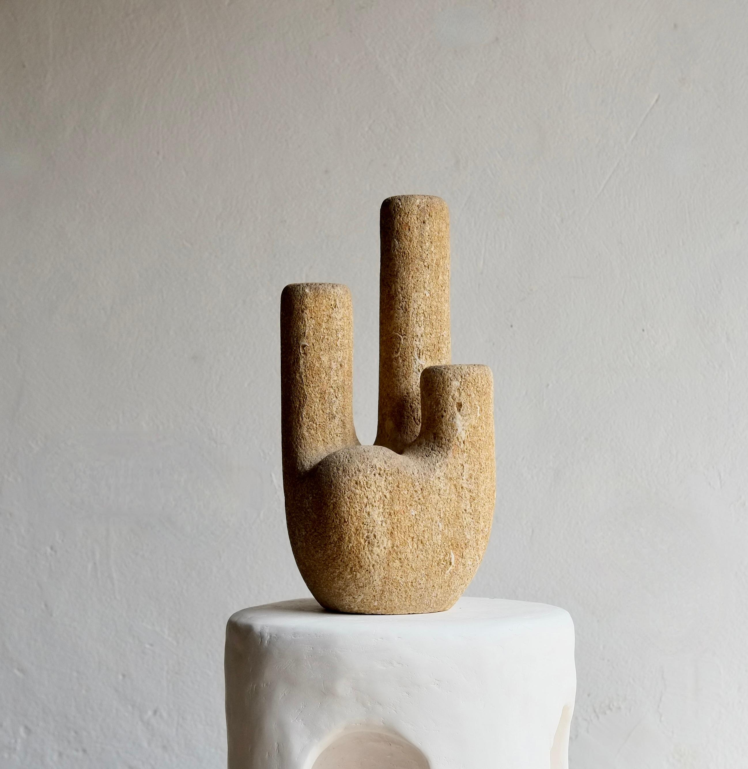 French Brutalist Stone Lamp For Sale 1