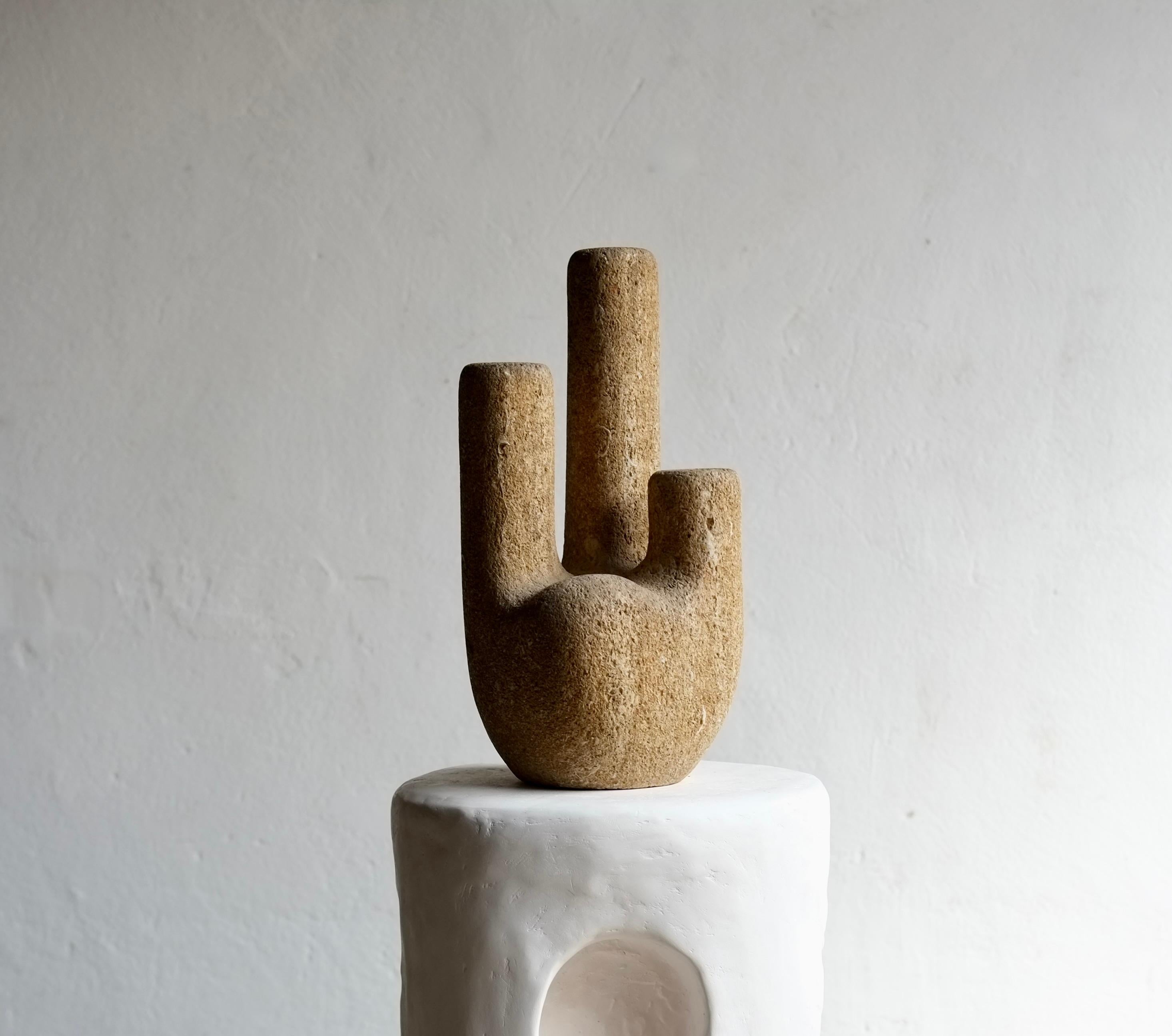 French Brutalist Stone Lamp For Sale 4