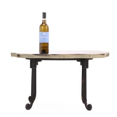 French Brutalist Style Iron and Marble Low Table, C. 1950