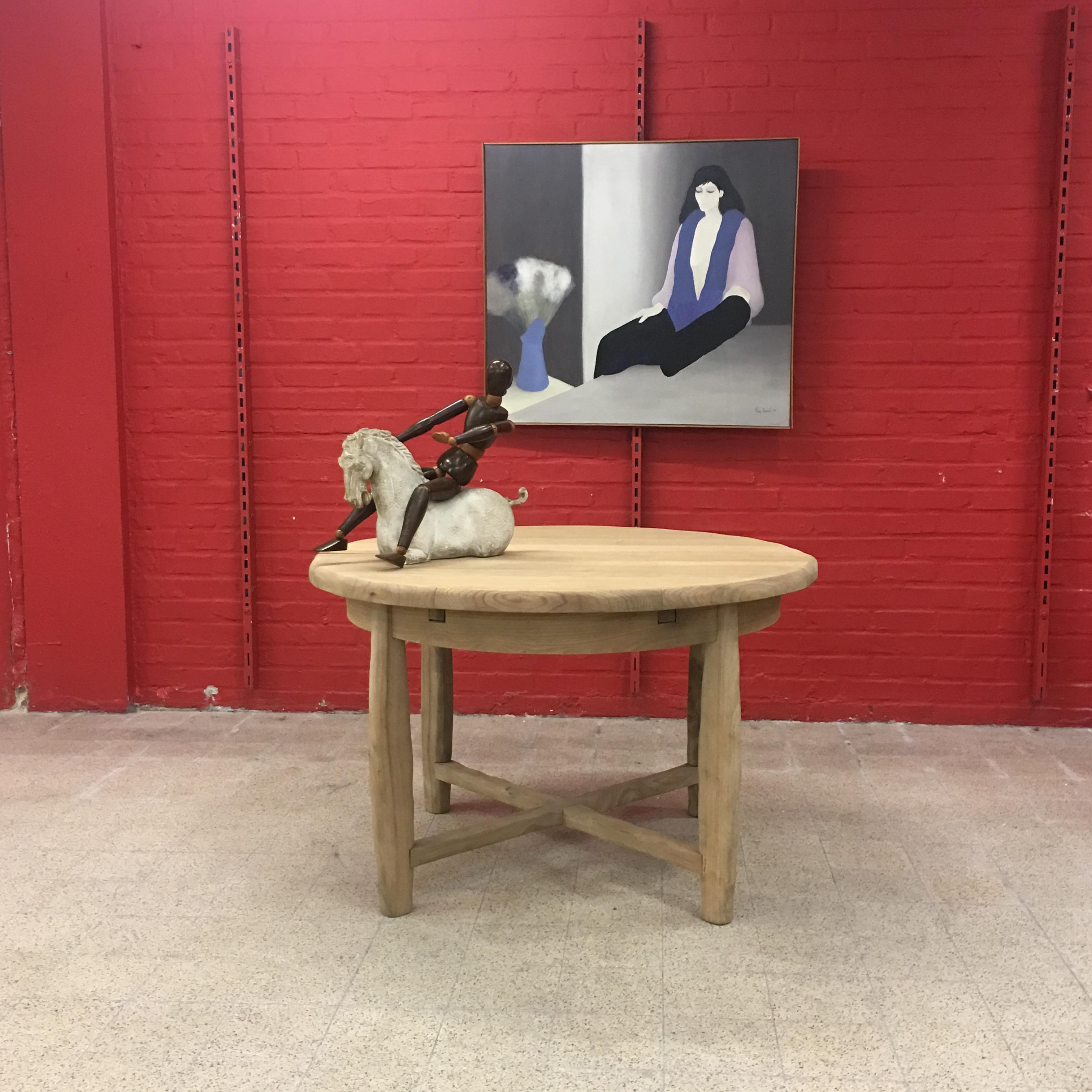 French Brutalist Table in Solid Elm, circa 1950-1960 For Sale 7