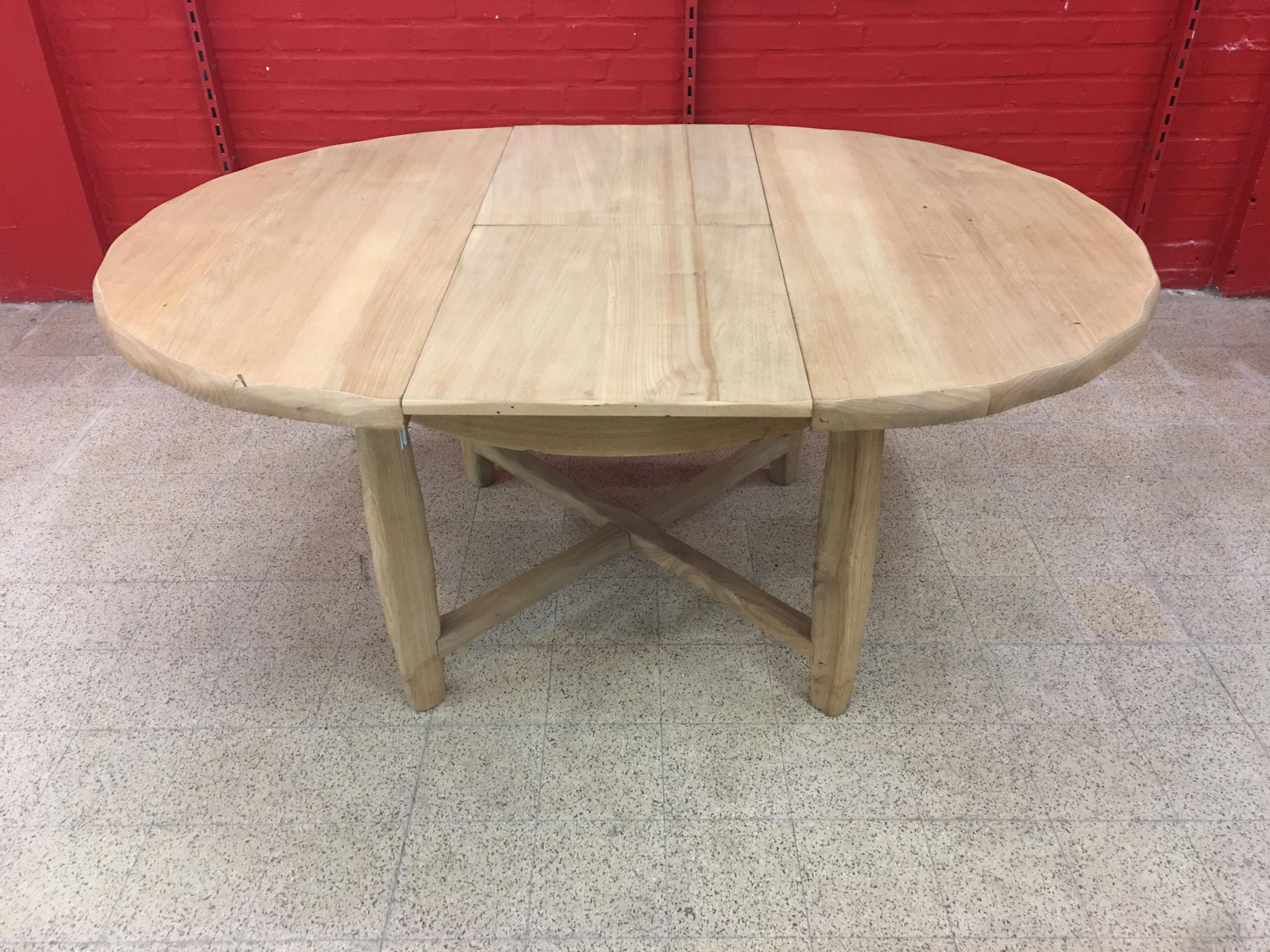 French Brutalist Table in Solid Elm, circa 1950-1960 For Sale 9