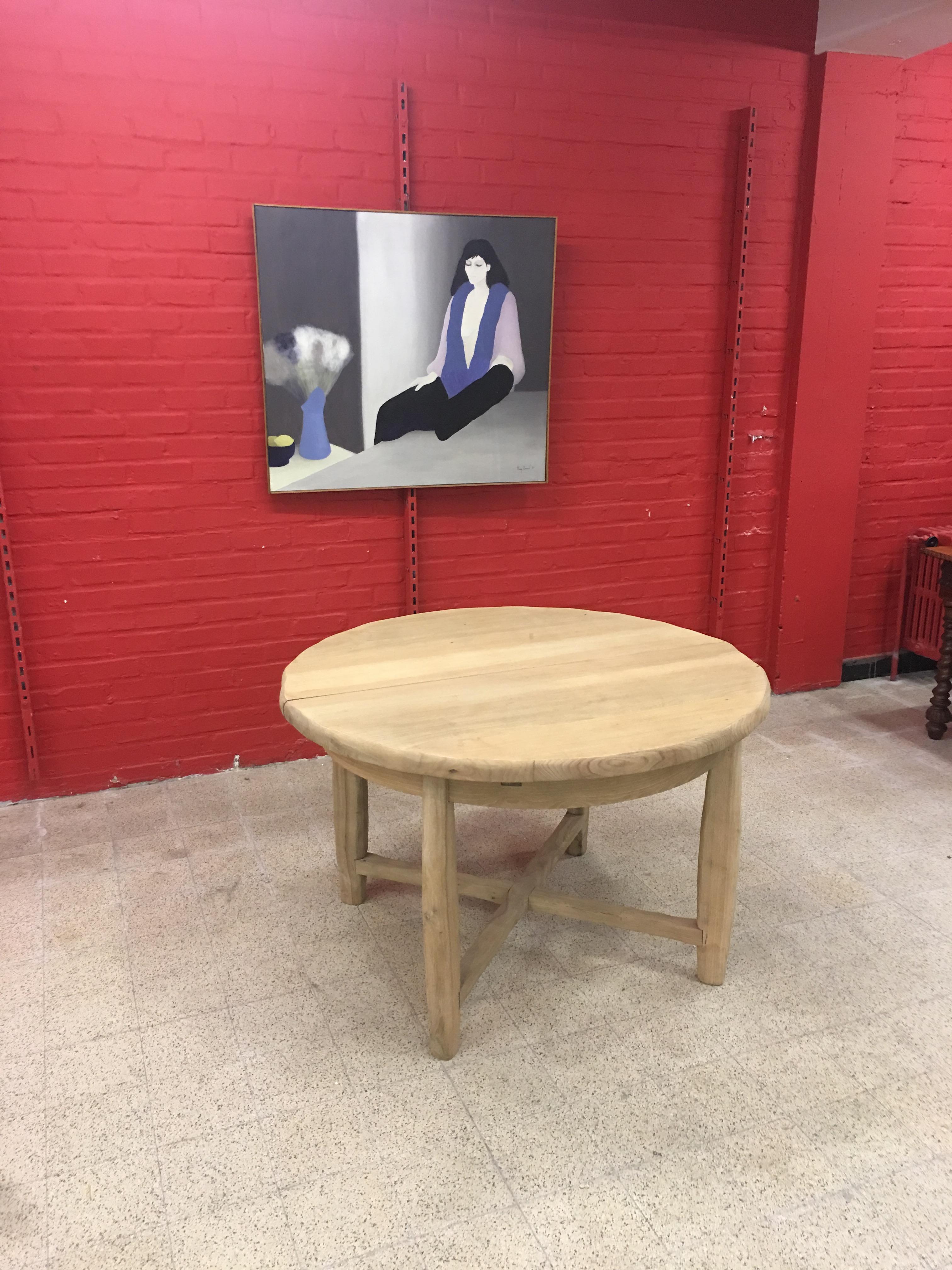 French Brutalist Table in Solid Elm, circa 1950-1960 For Sale 10