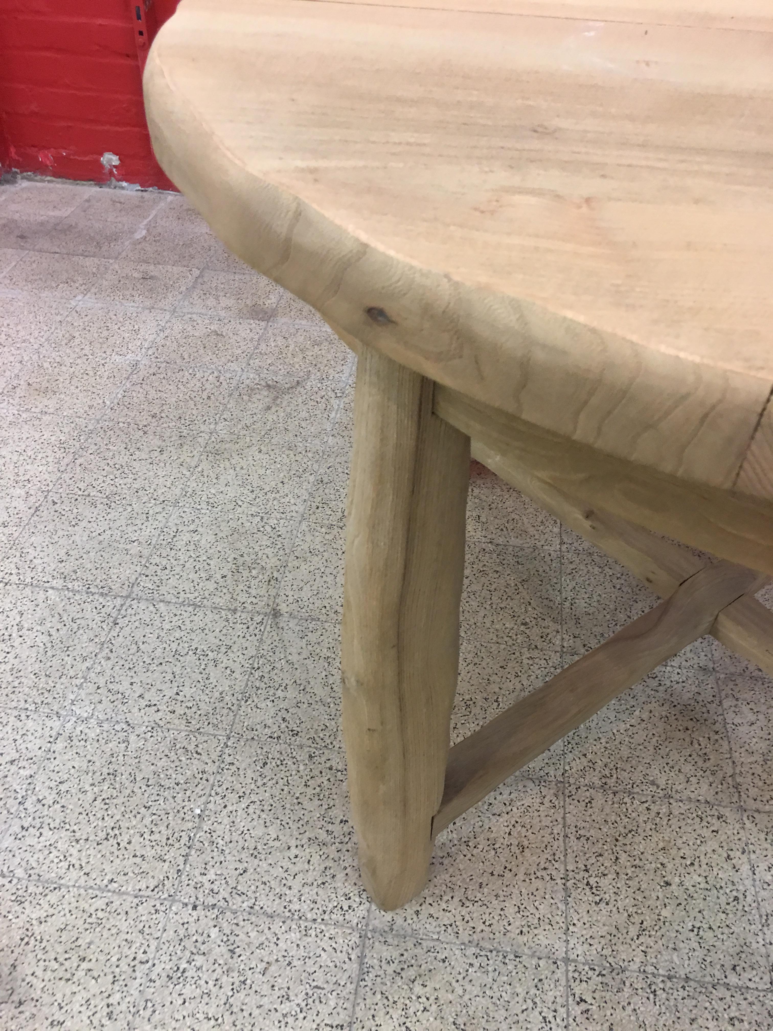 French Brutalist Table in Solid Elm, circa 1950-1960 For Sale 11