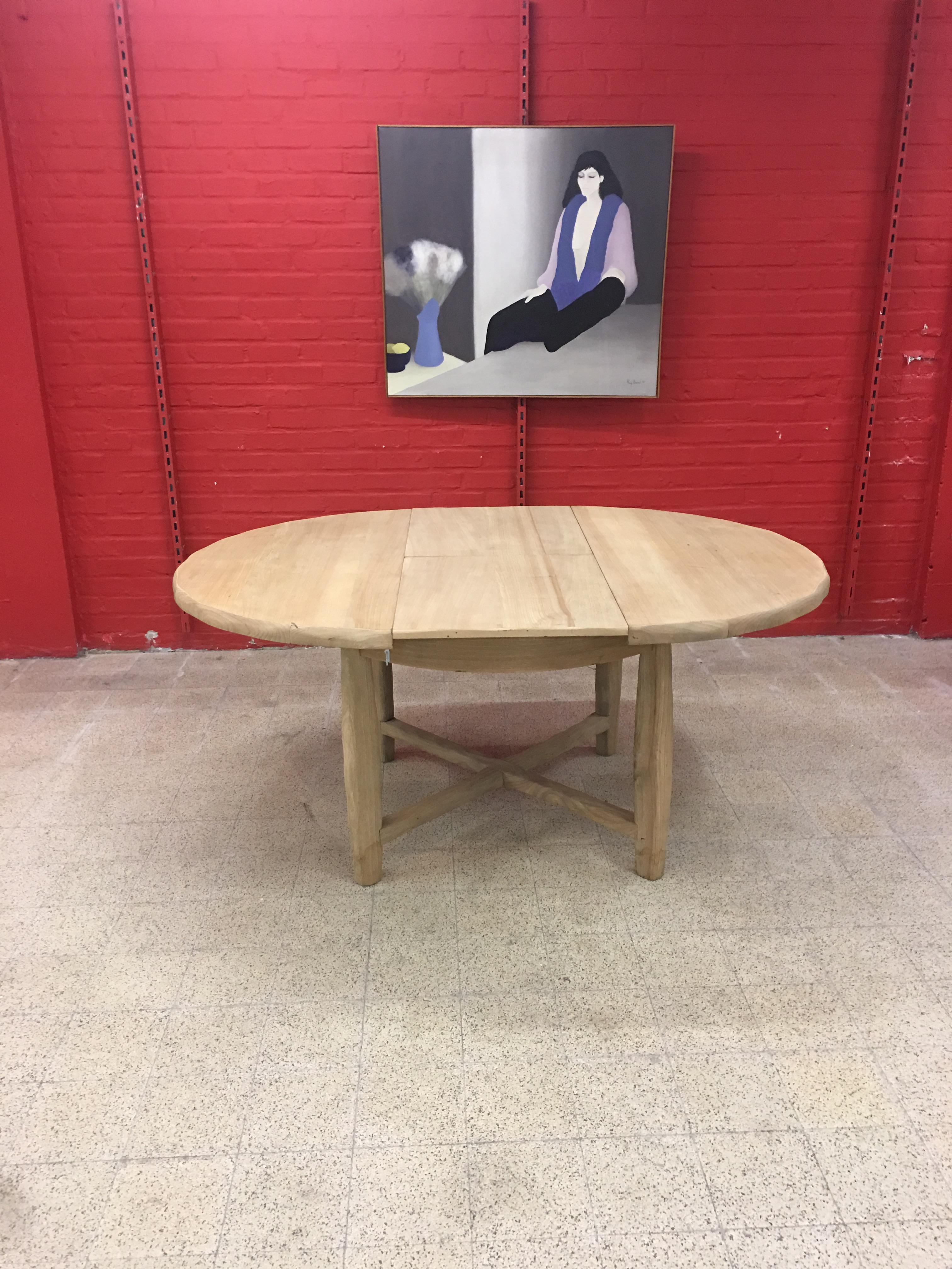 Mid-Century Modern French Brutalist Table in Solid Elm, circa 1950-1960 For Sale