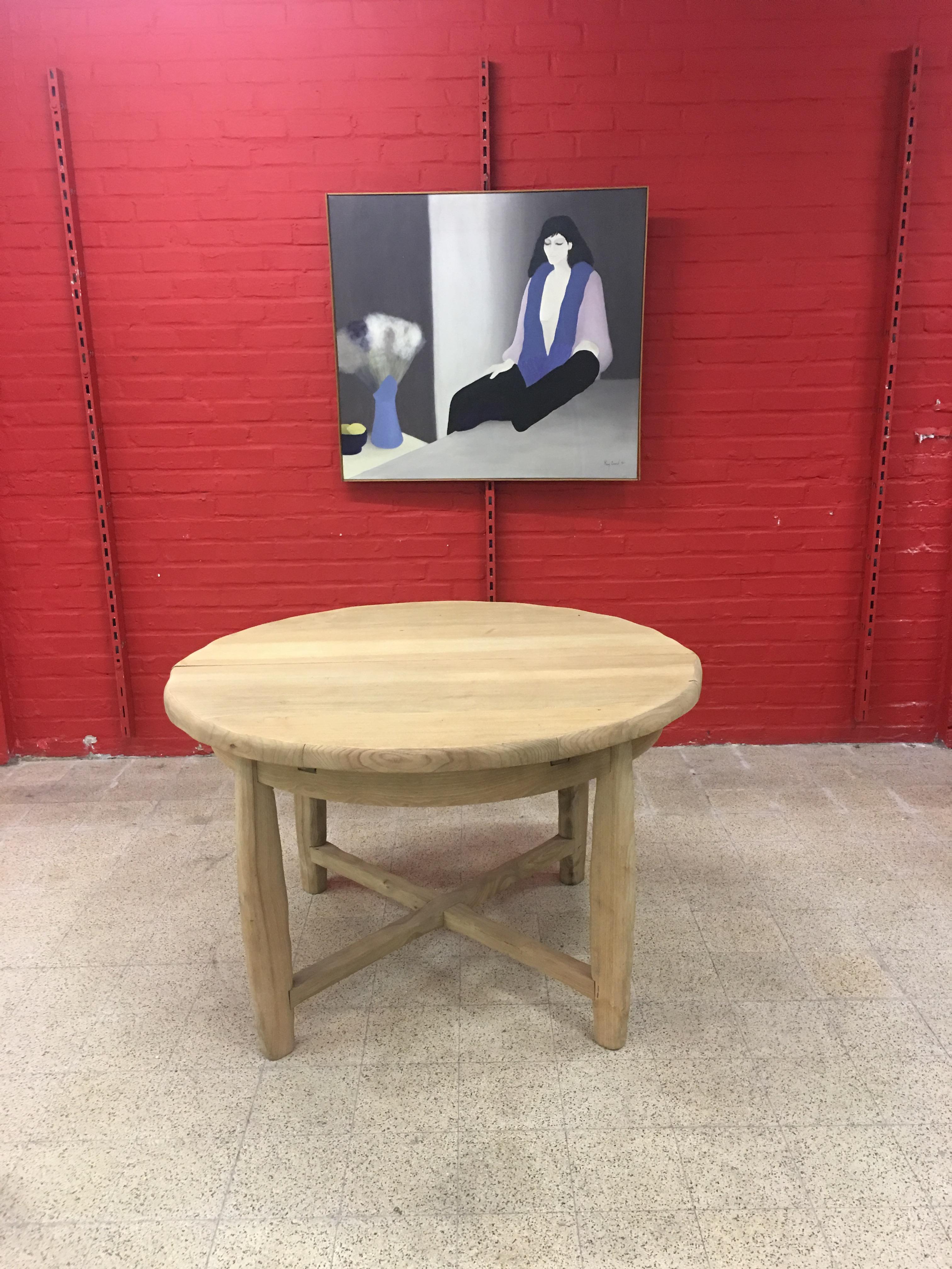 French Brutalist Table in Solid Elm, circa 1950-1960 In Good Condition For Sale In Saint-Ouen, FR