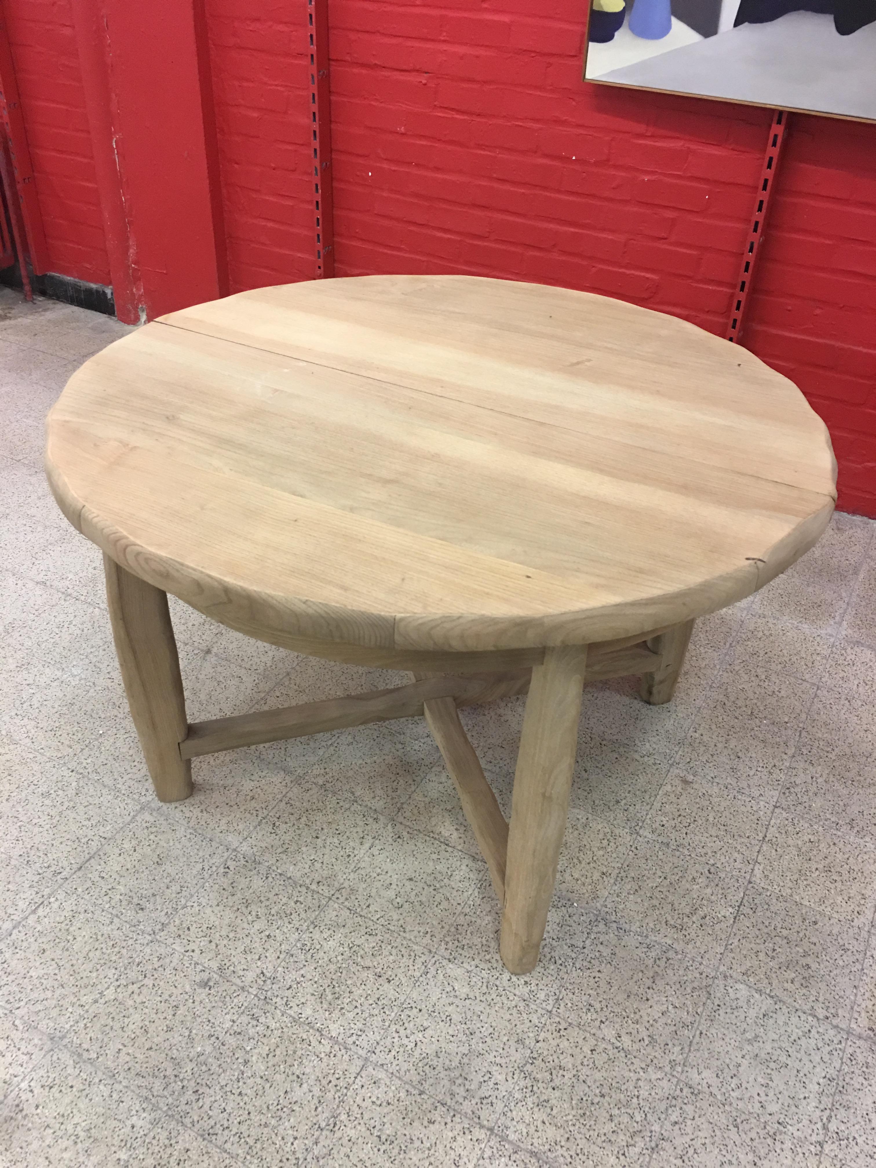 Late 20th Century French Brutalist Table in Solid Elm, circa 1950-1960 For Sale