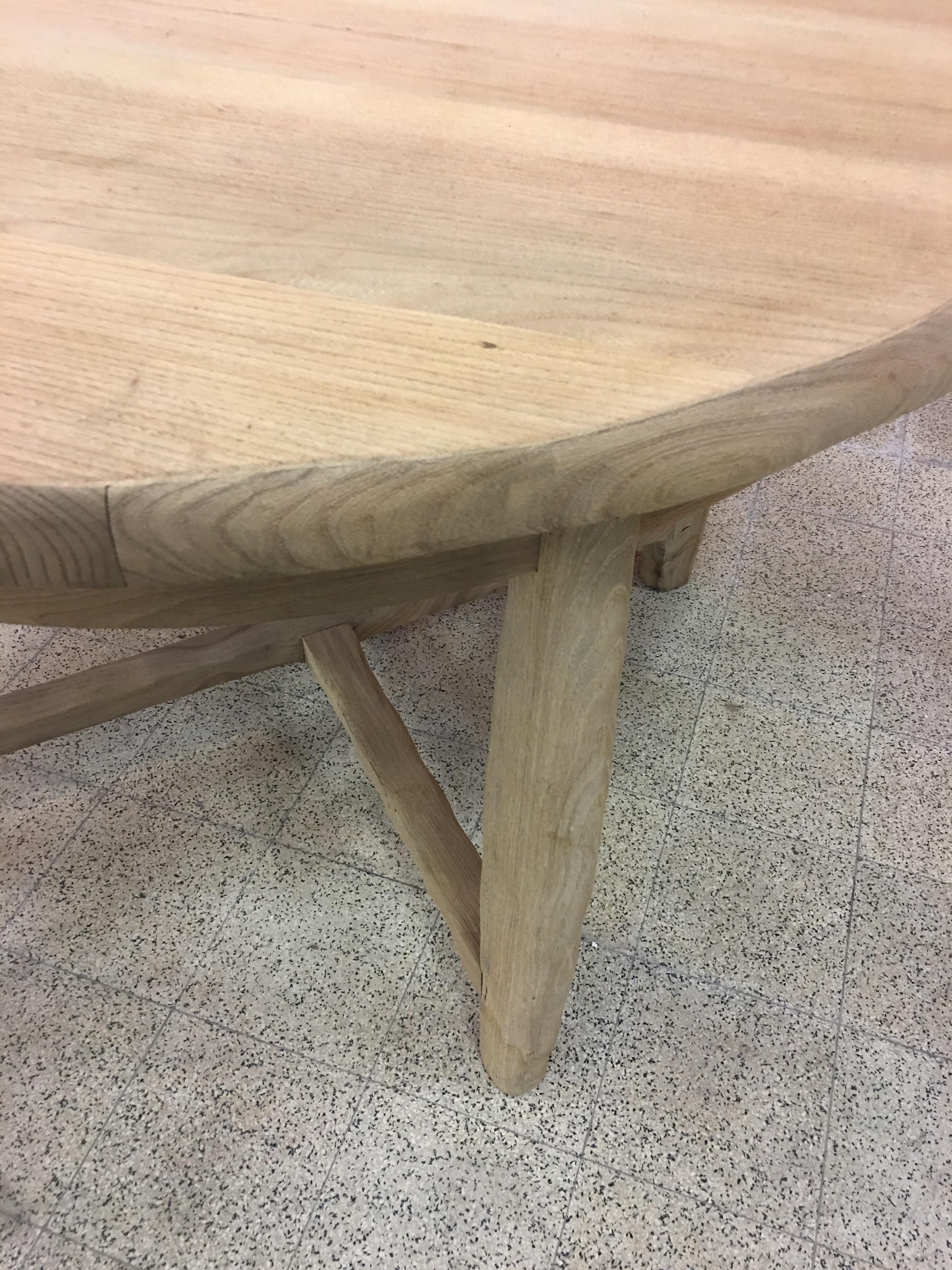 French Brutalist Table in Solid Elm, circa 1950-1960 For Sale 3