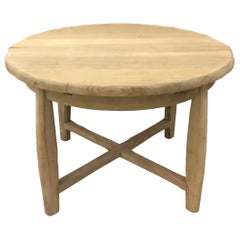 French Brutalist Table in Solid Elm, circa 1950-1960