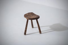 French Brutalist Tripod Stool, 1950s