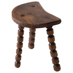 French Brutalist Tripod Stool, 1950s