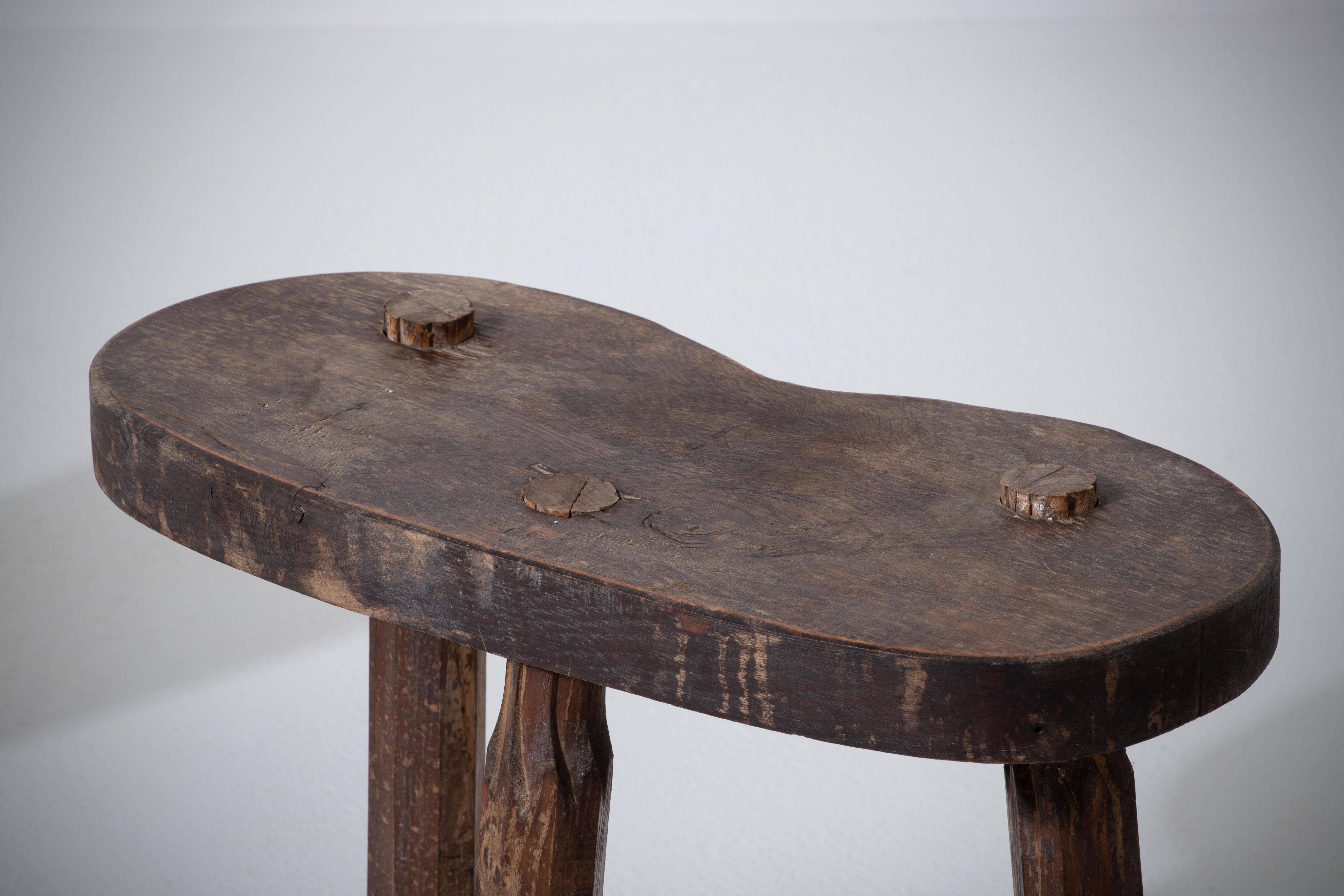 French Brutalist Tripod Stool, a Pair For Sale 3