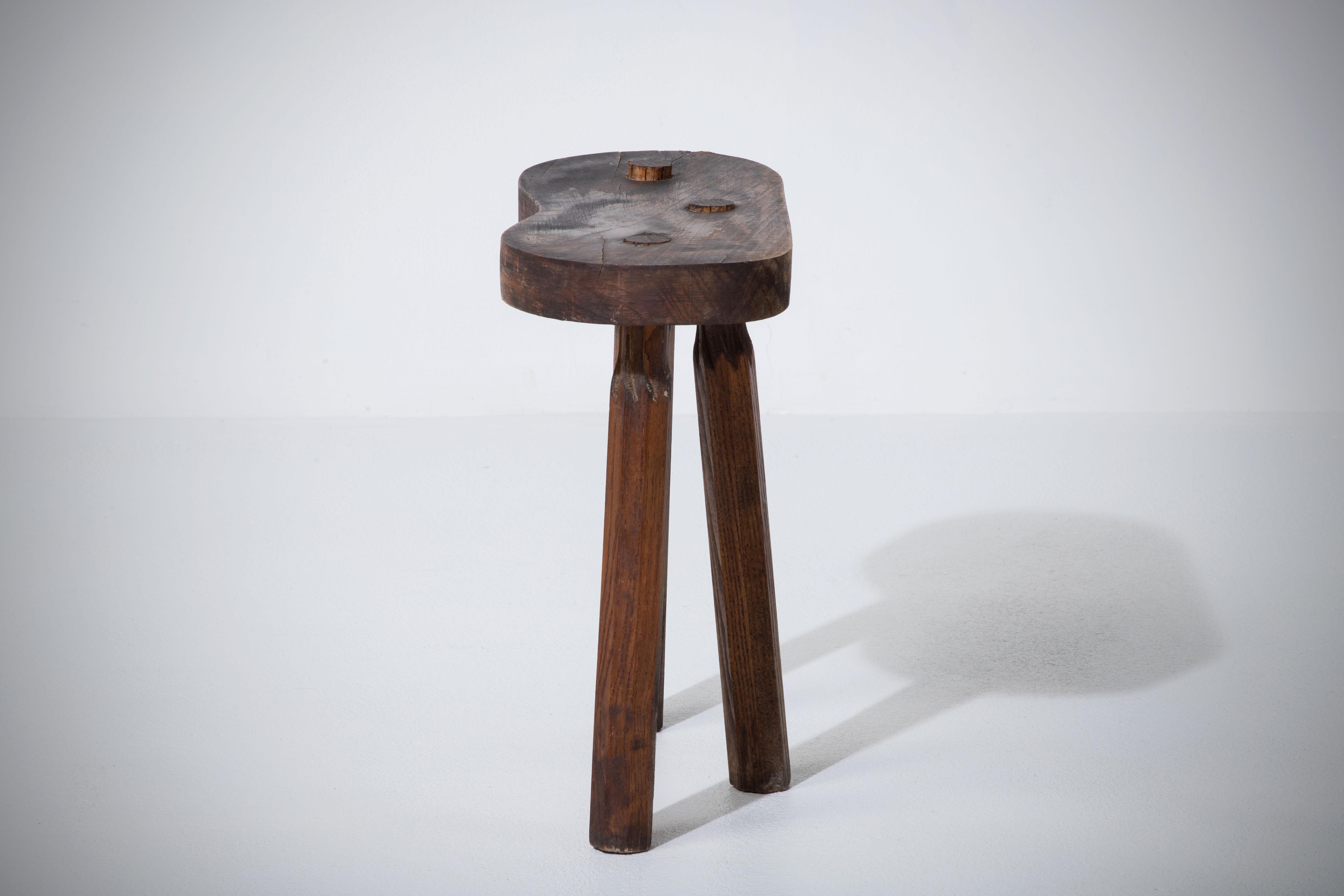 French Brutalist Tripod Stool, a Pair For Sale 6