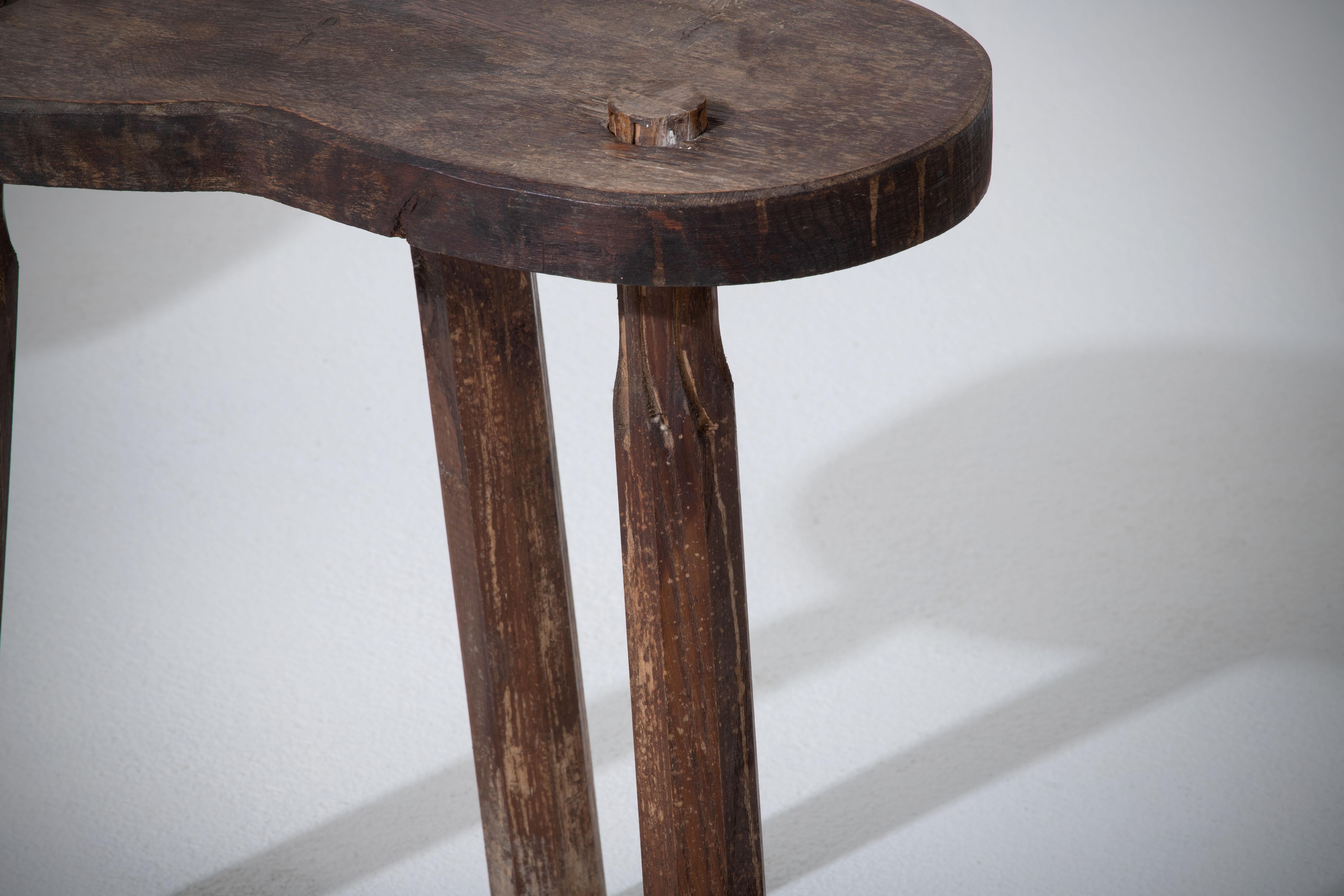French Brutalist Tripod Stool, a Pair For Sale 1