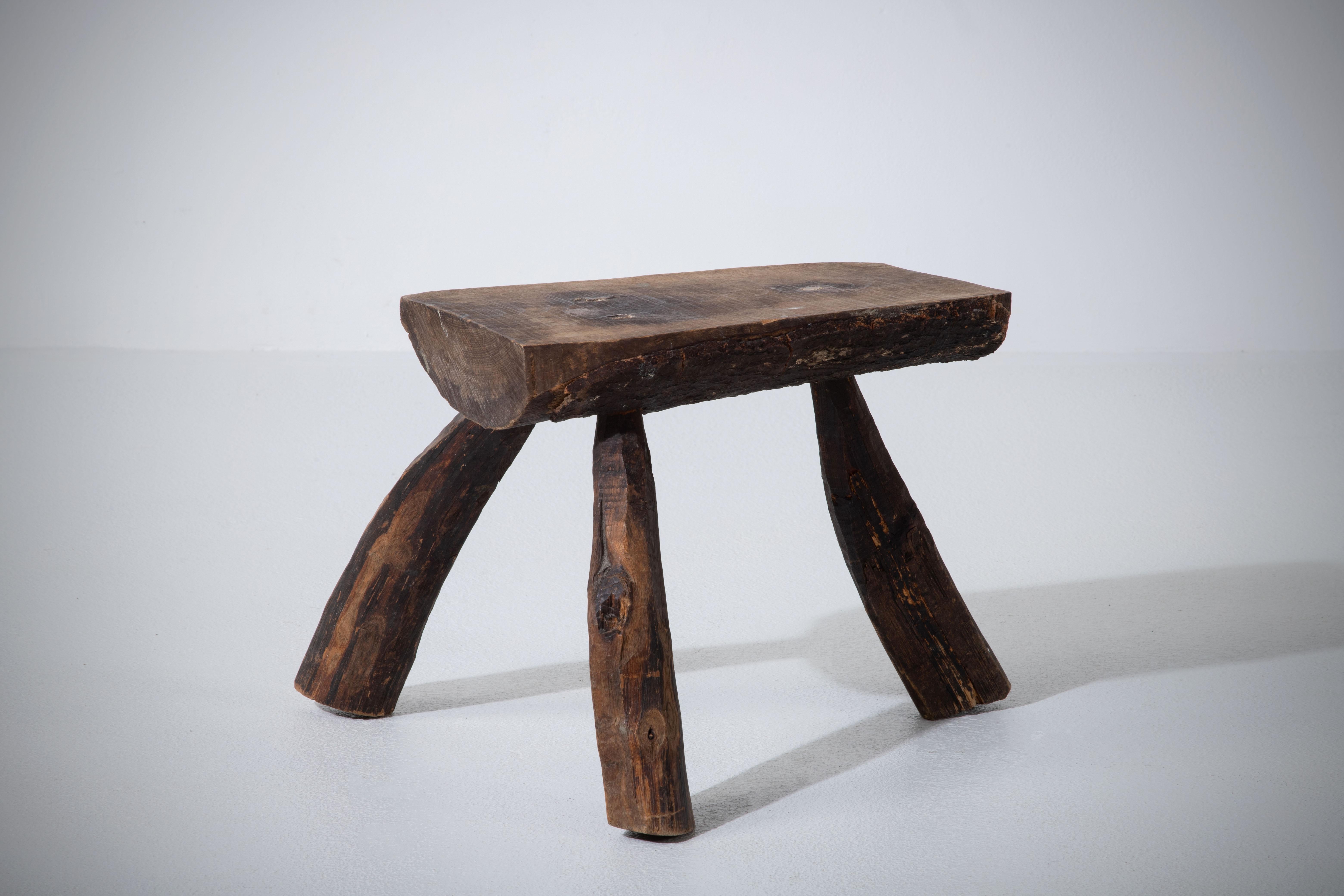 French Brutalist Tripod Stool For Sale 3