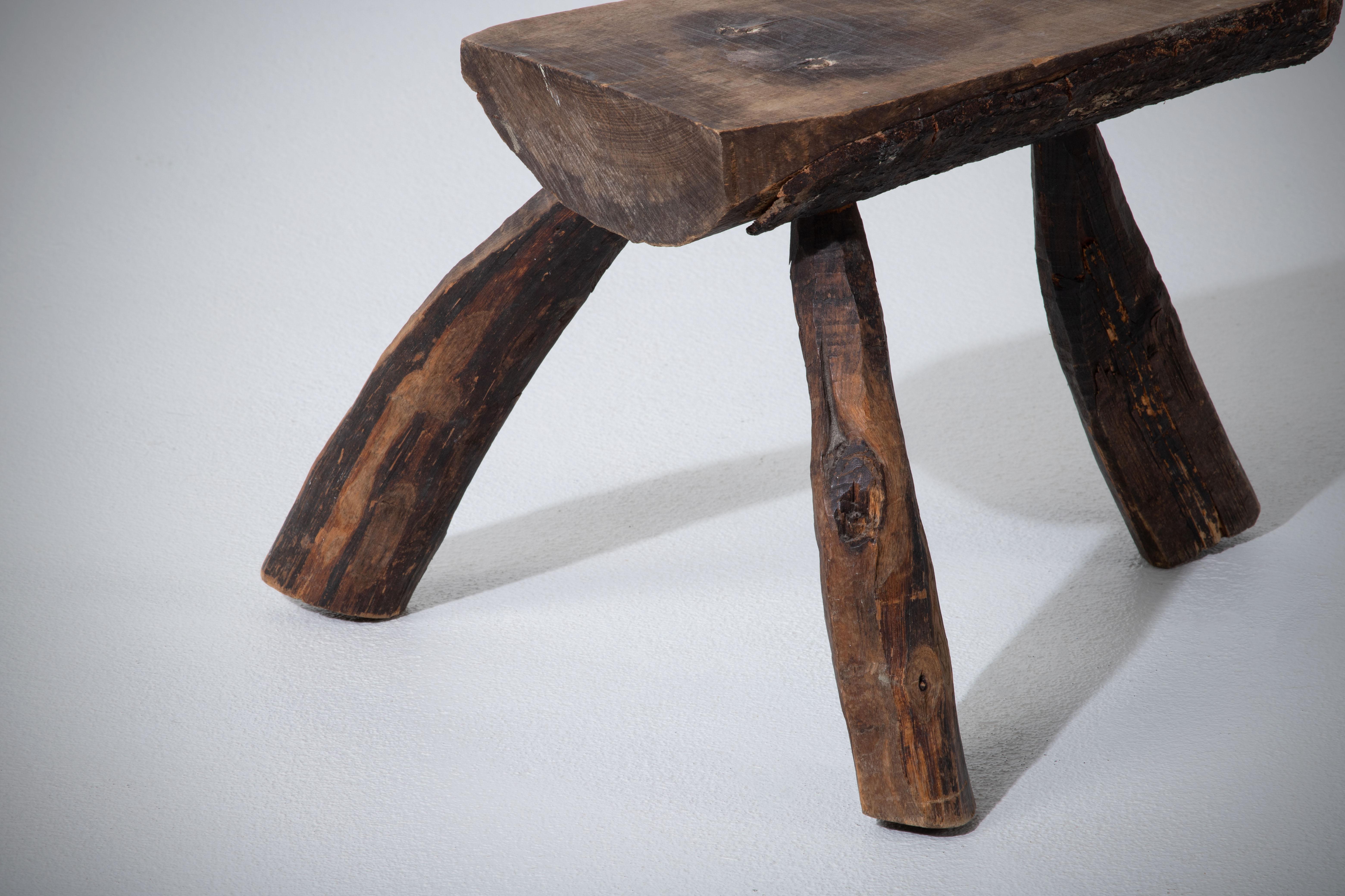 French Brutalist Tripod Stool For Sale 4