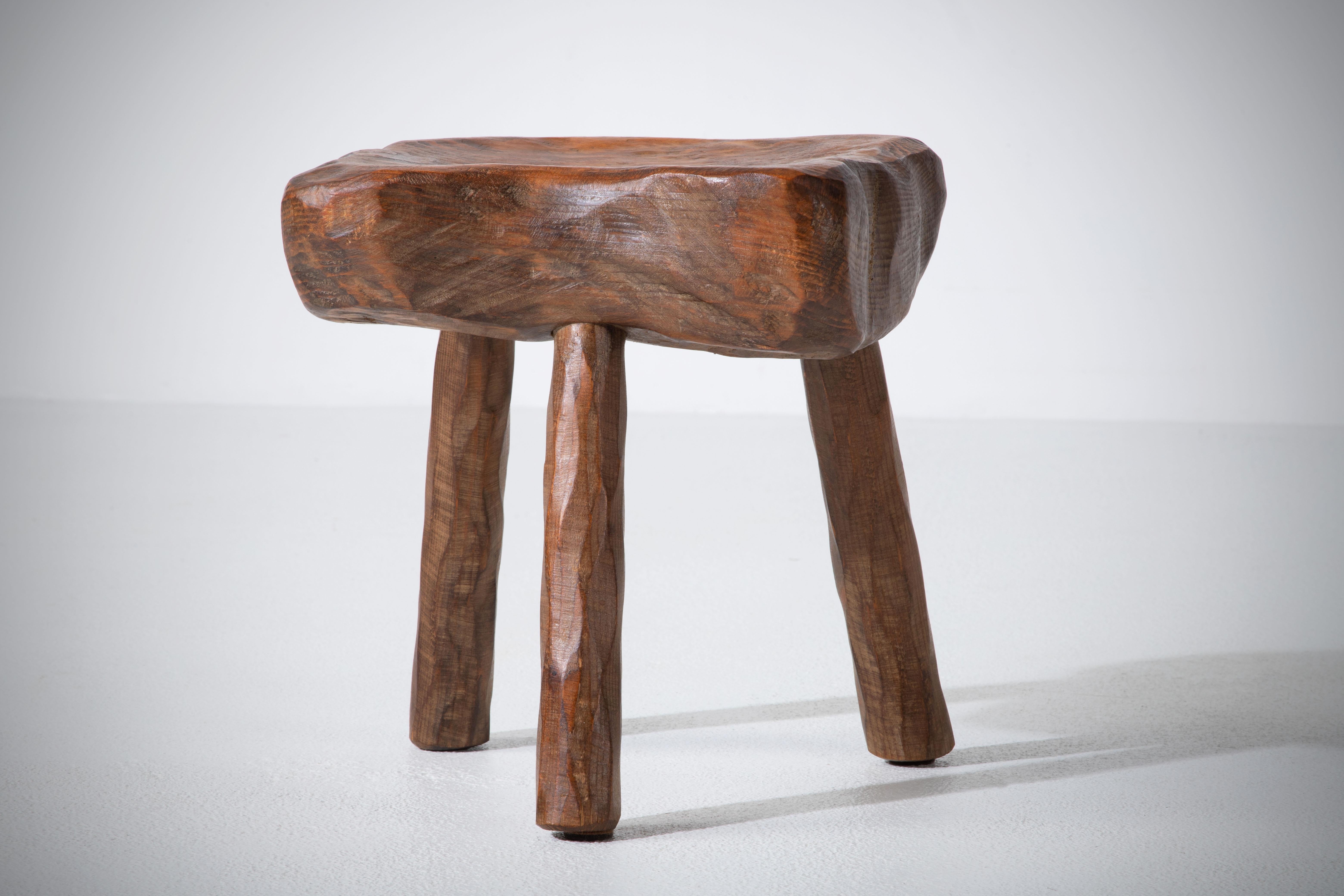 French Brutalist Tripod Stool For Sale 4