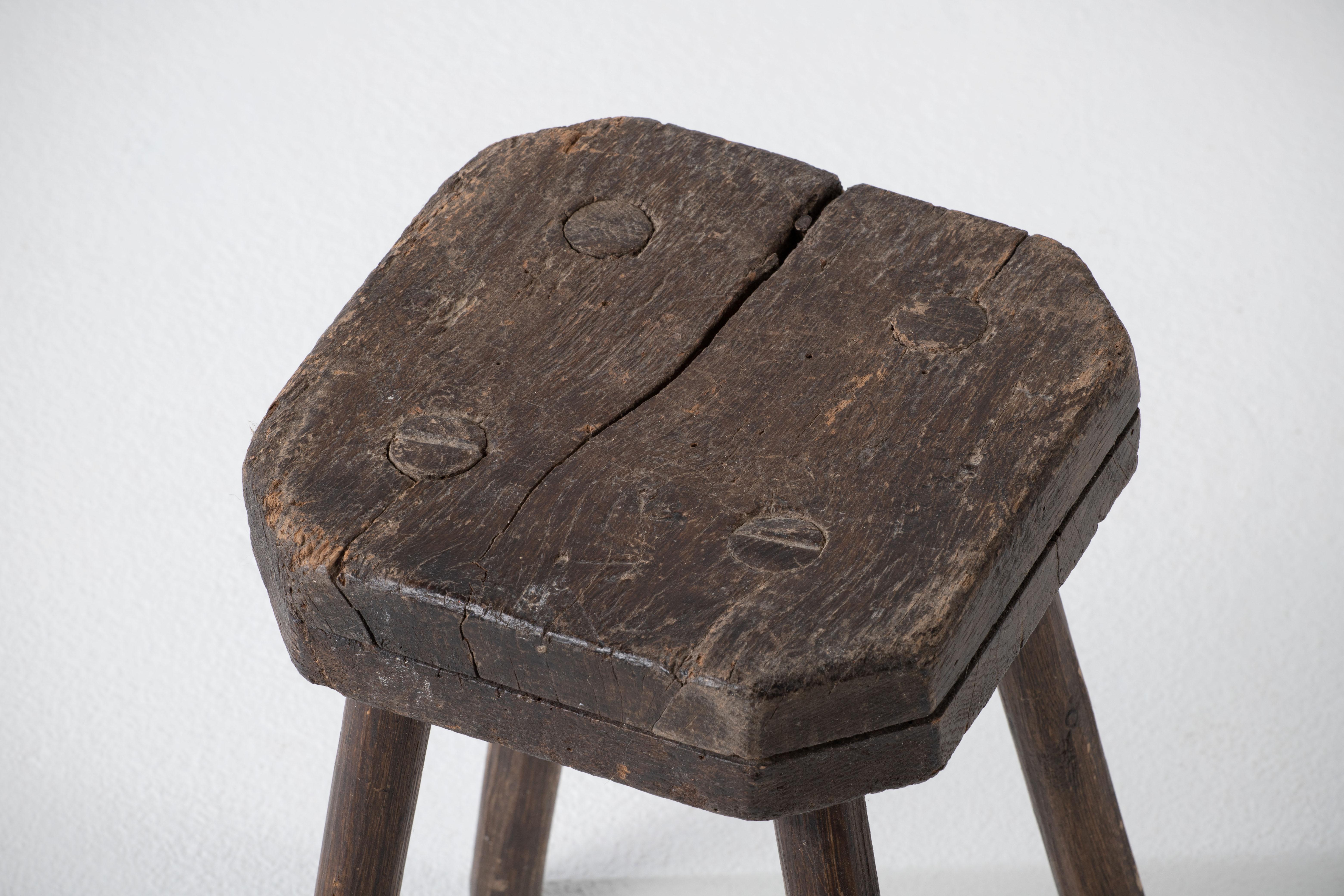 Mid-Century Modern French Brutalist Stool For Sale
