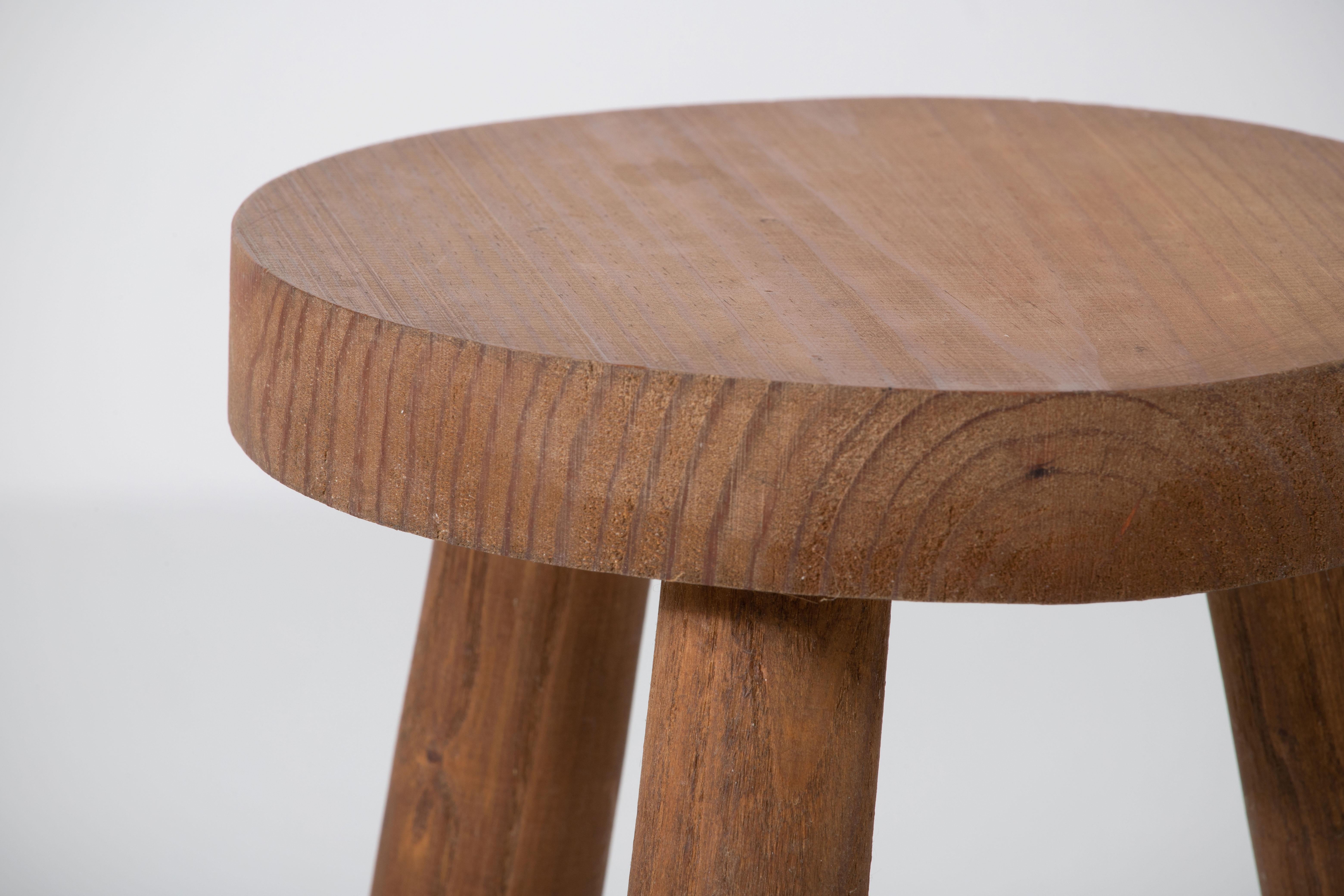 Mid-Century Modern French Brutalist Tripod Stool For Sale