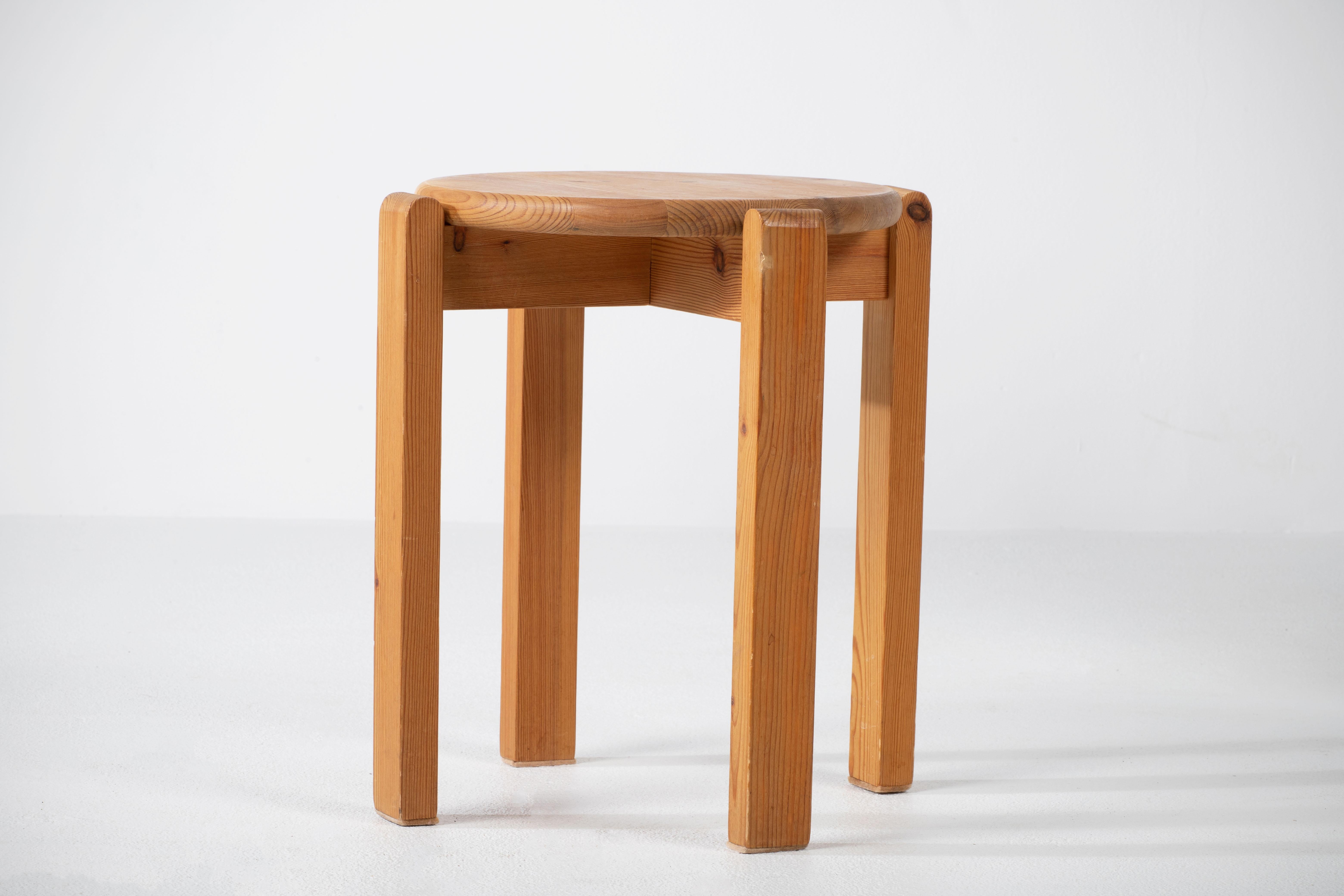 Mid-Century Modern French Midcentury Pine Stool For Sale