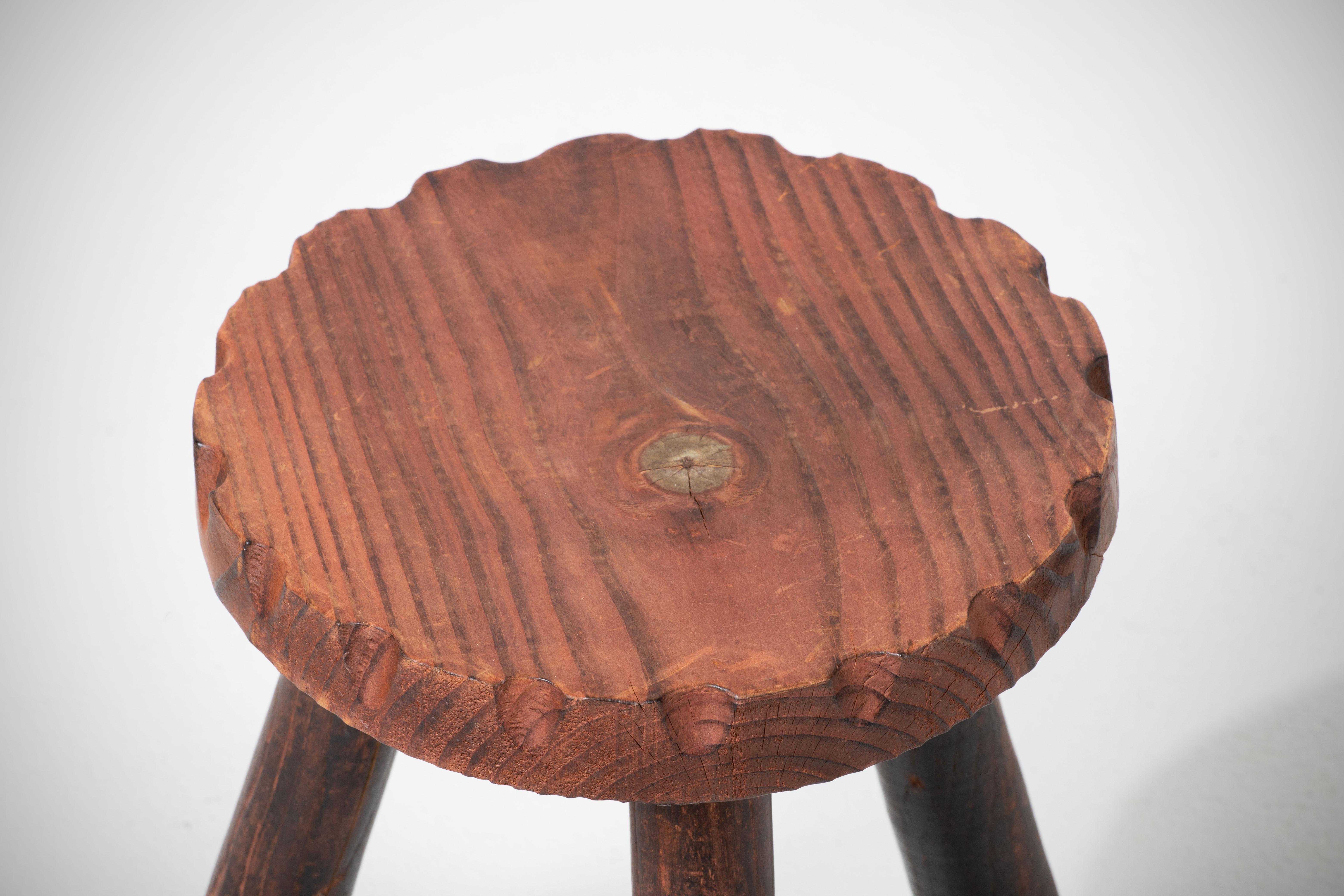 French Brutalist Tripod Stool For Sale at 1stDibs