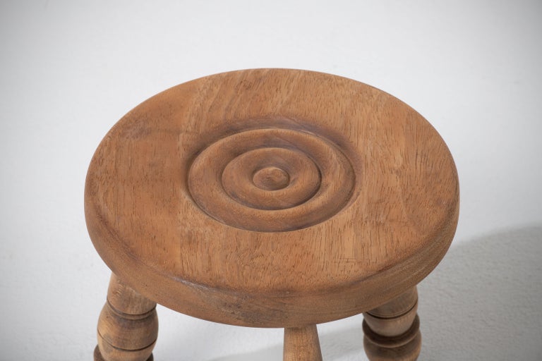 French Brutalist Tripod Stool For Sale at 1stDibs