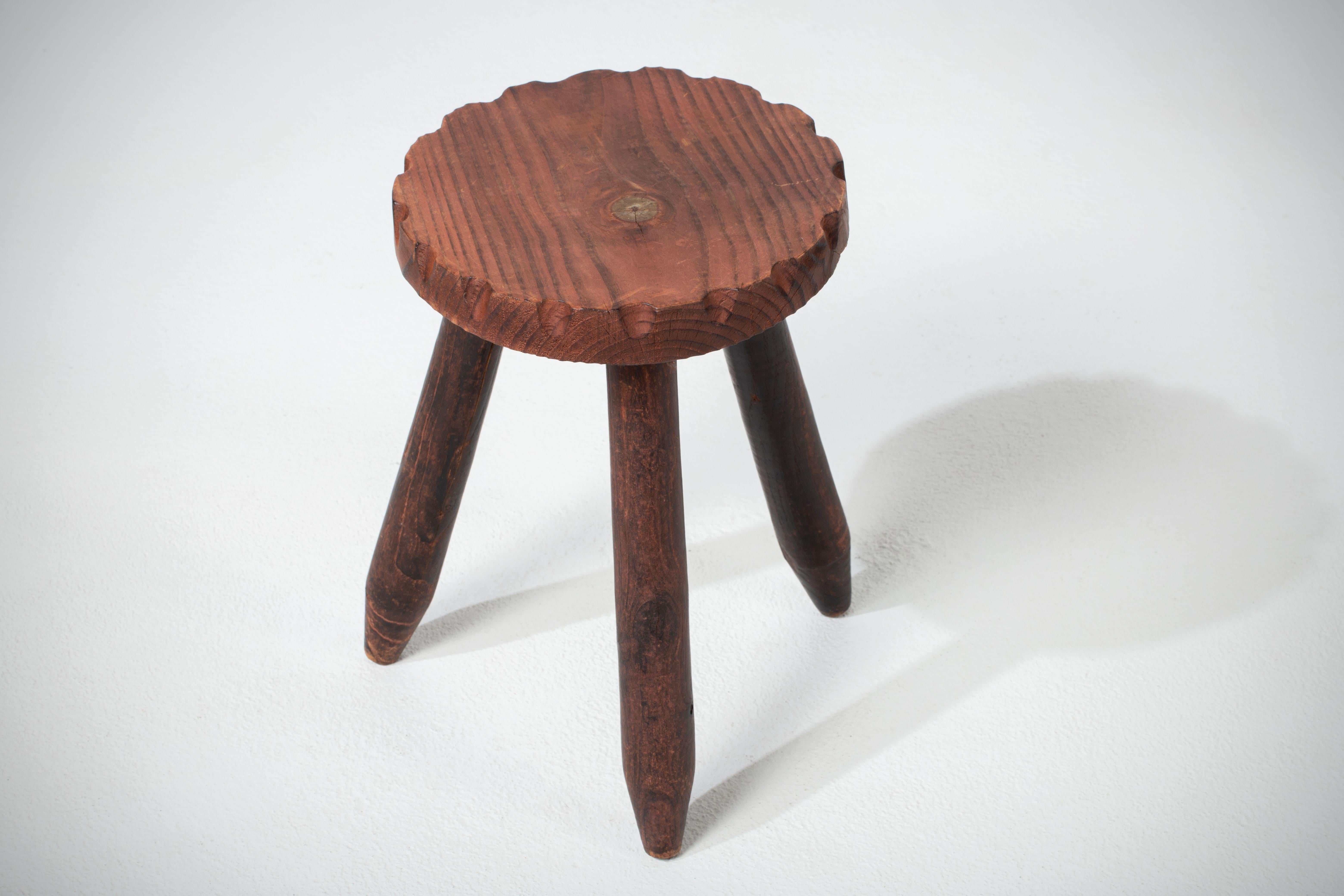 French Brutalist Tripod Stool For Sale at 1stDibs