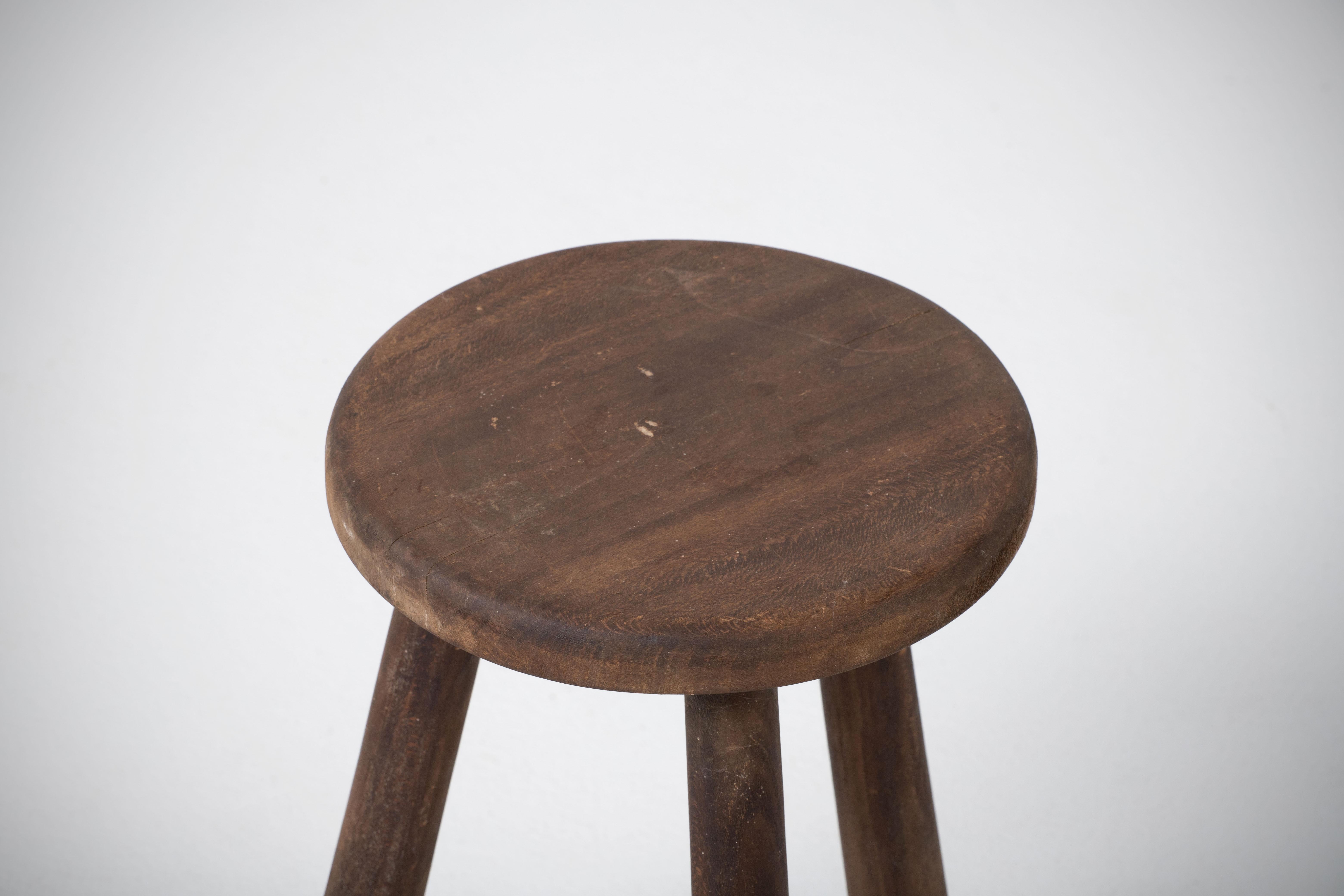 French Brutalist Tripod Stool For Sale at 1stDibs