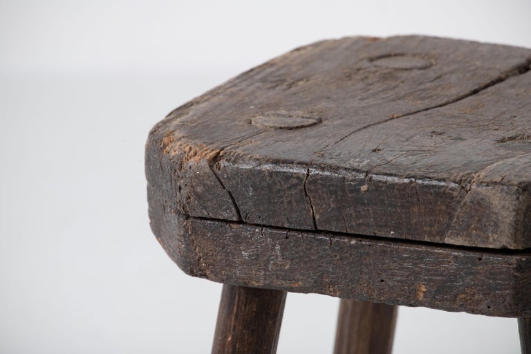 French Brutalist Stool For Sale at 1stDibs