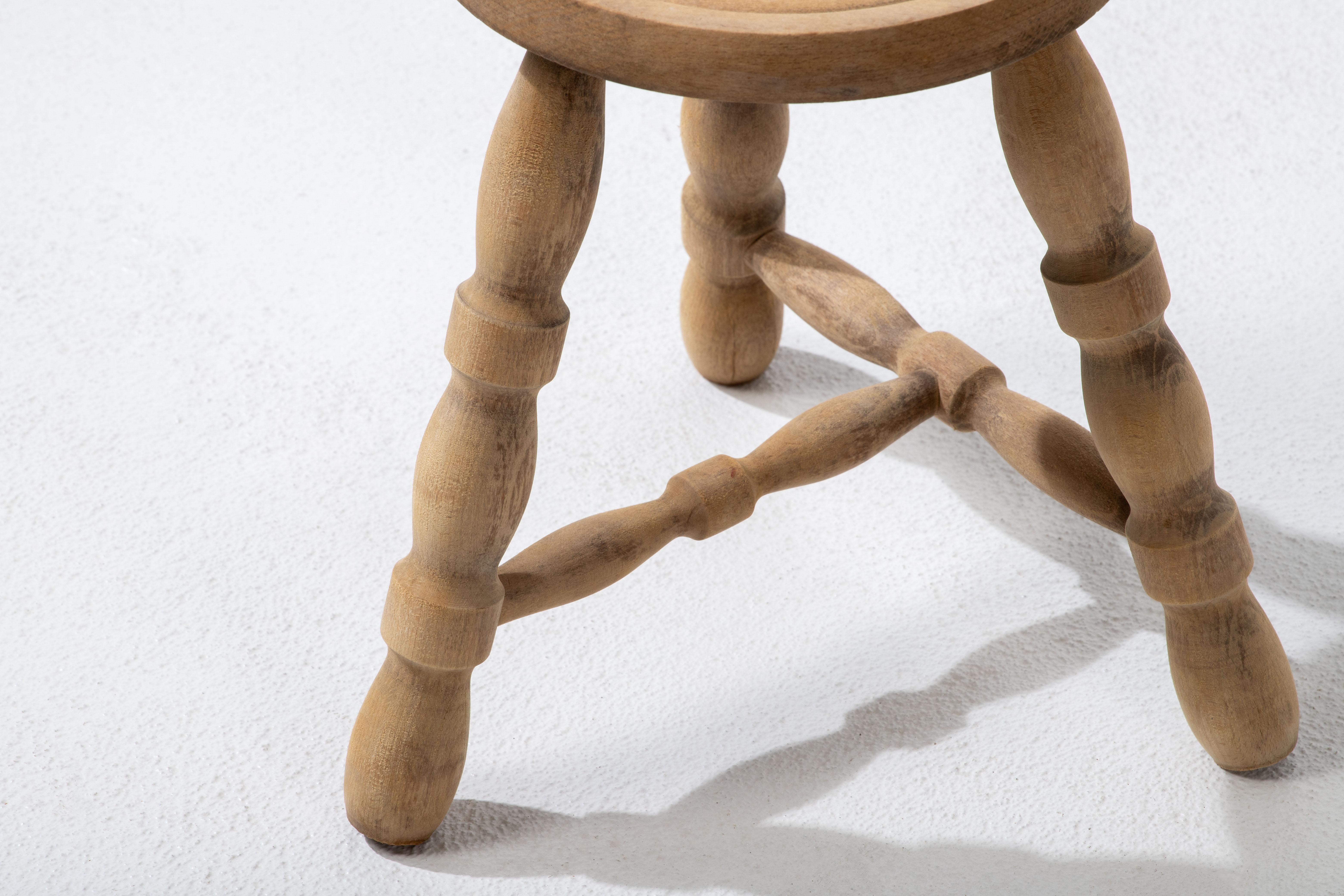 French Brutalist Tripod Stool For Sale 1