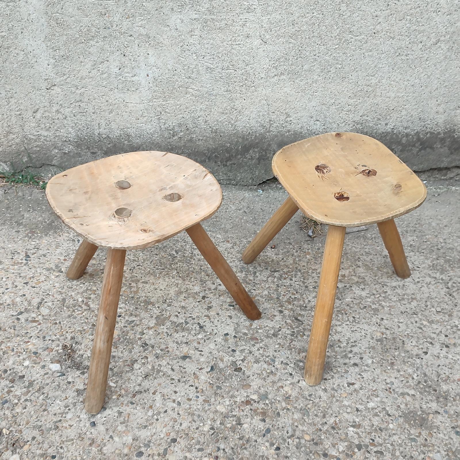 French Brutalist Tripod Stool For Sale at 1stDibs