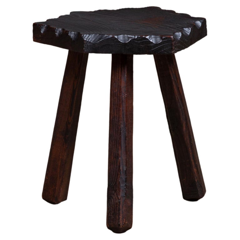 French Brutalist Tripod Stool For Sale at 1stDibs