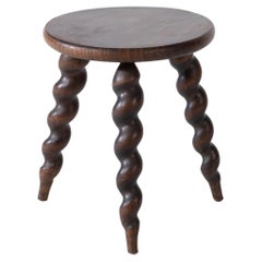 French Brutalist Tripod Stool