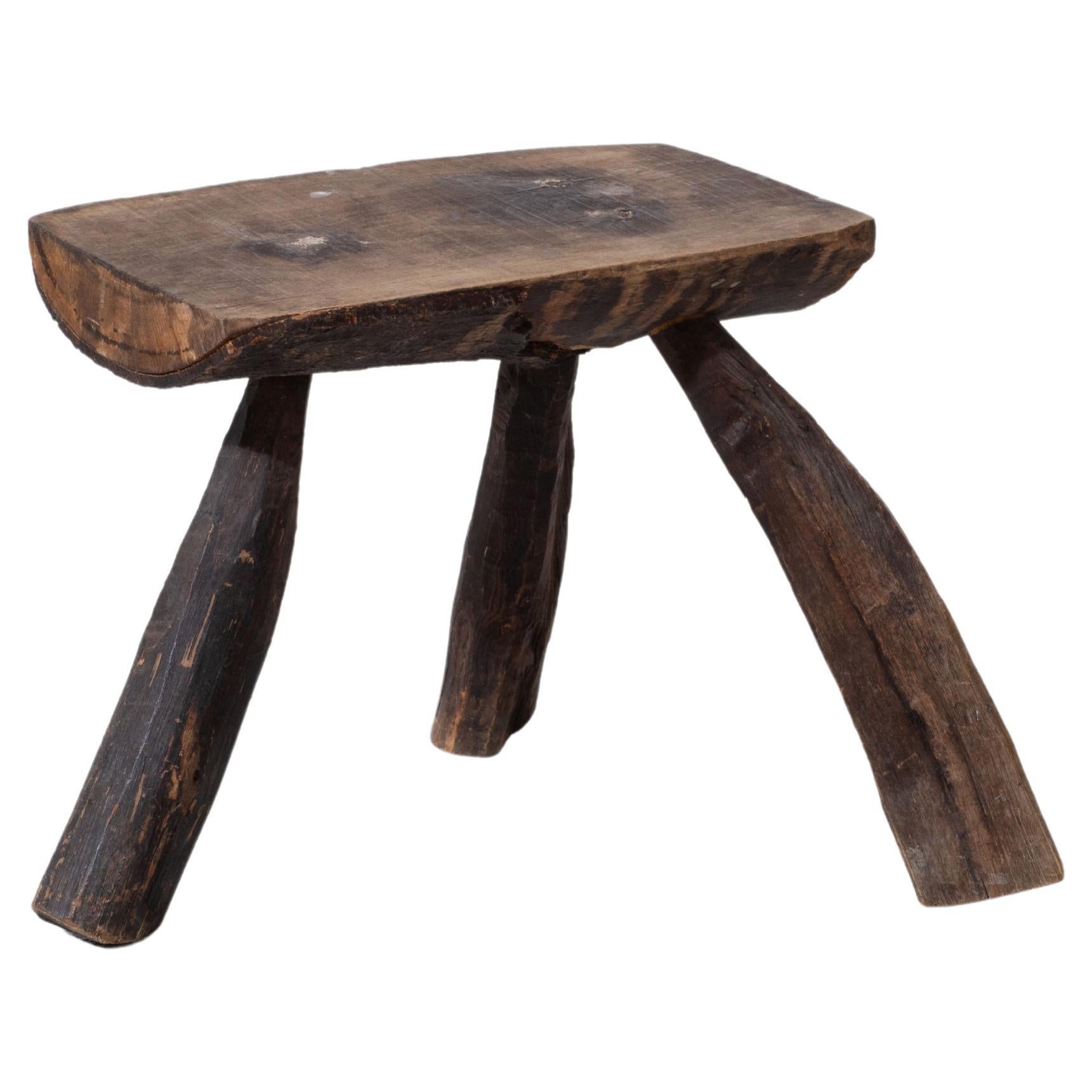 French Brutalist Tripod Stool For Sale