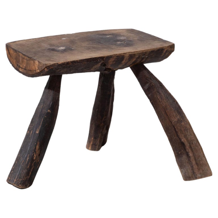 French Brutalist Tripod Stool For Sale at 1stDibs
